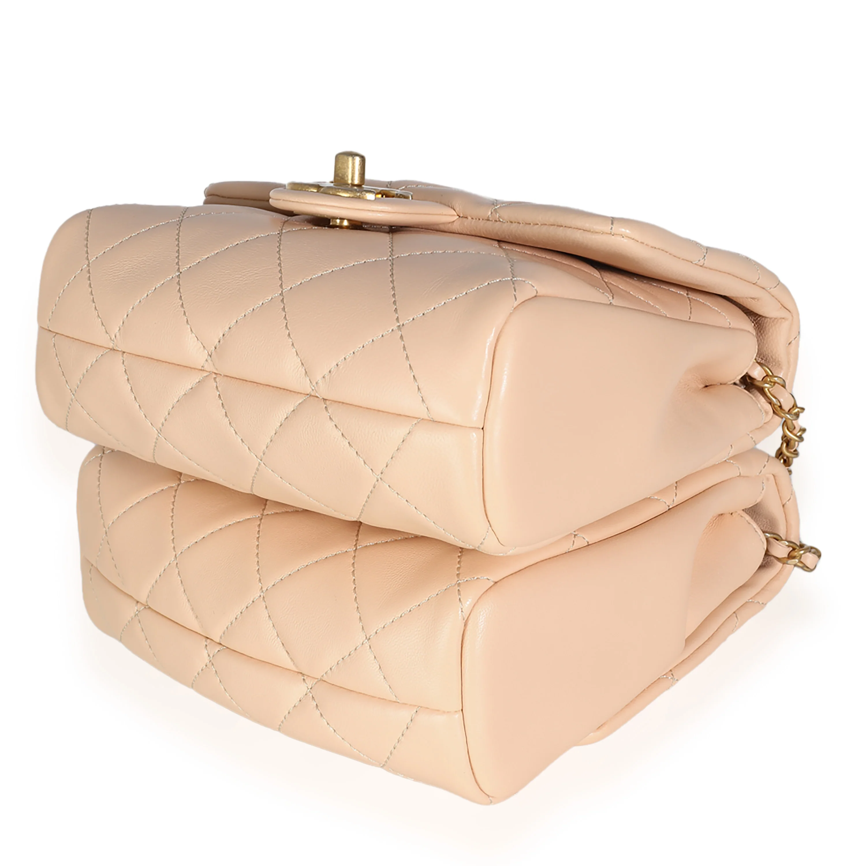 19S Beige Quilted Lambskin Side Packs - Image 7