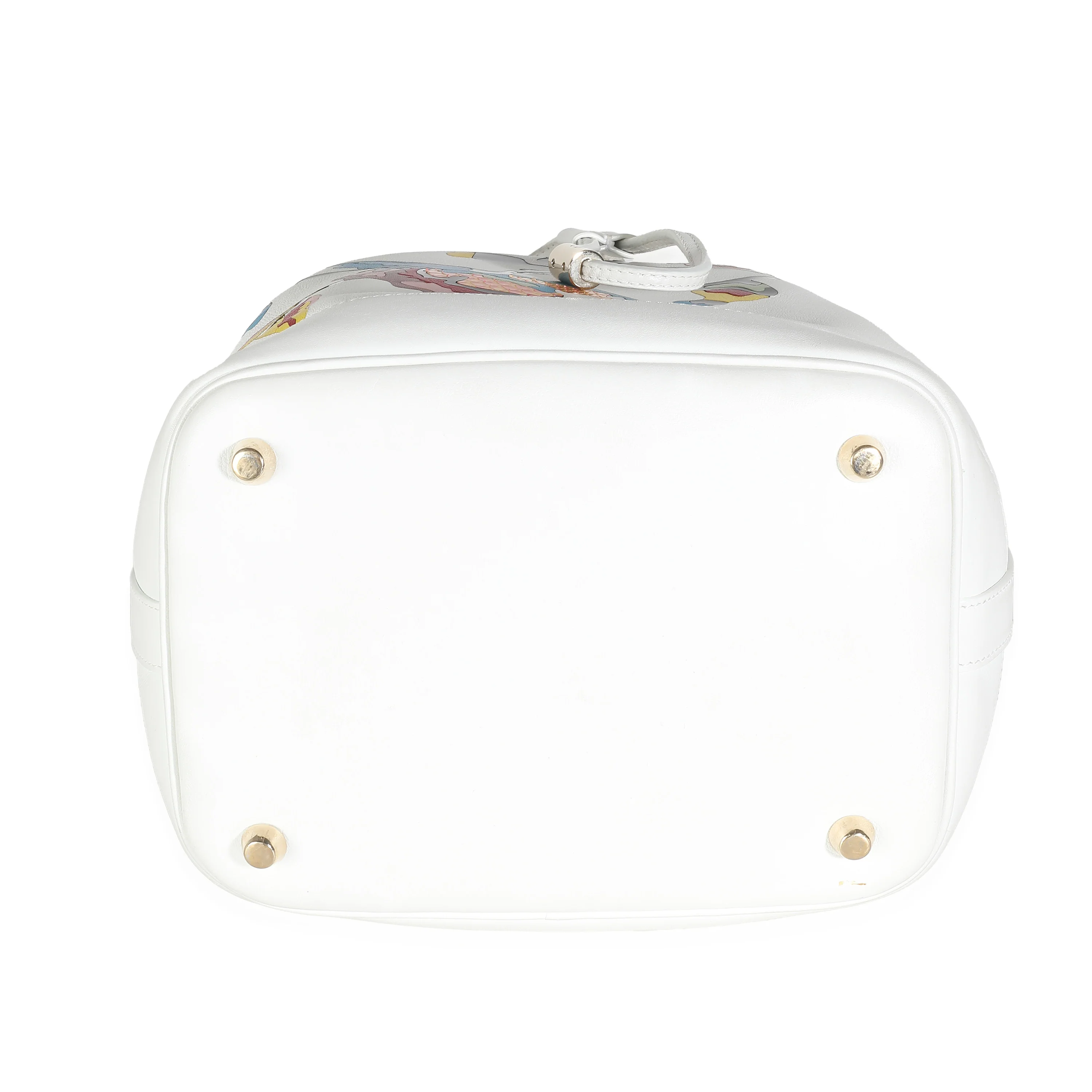 White Calfskin Multicolor Python Appliqué Paradise Bubble Bucket - Image 5
