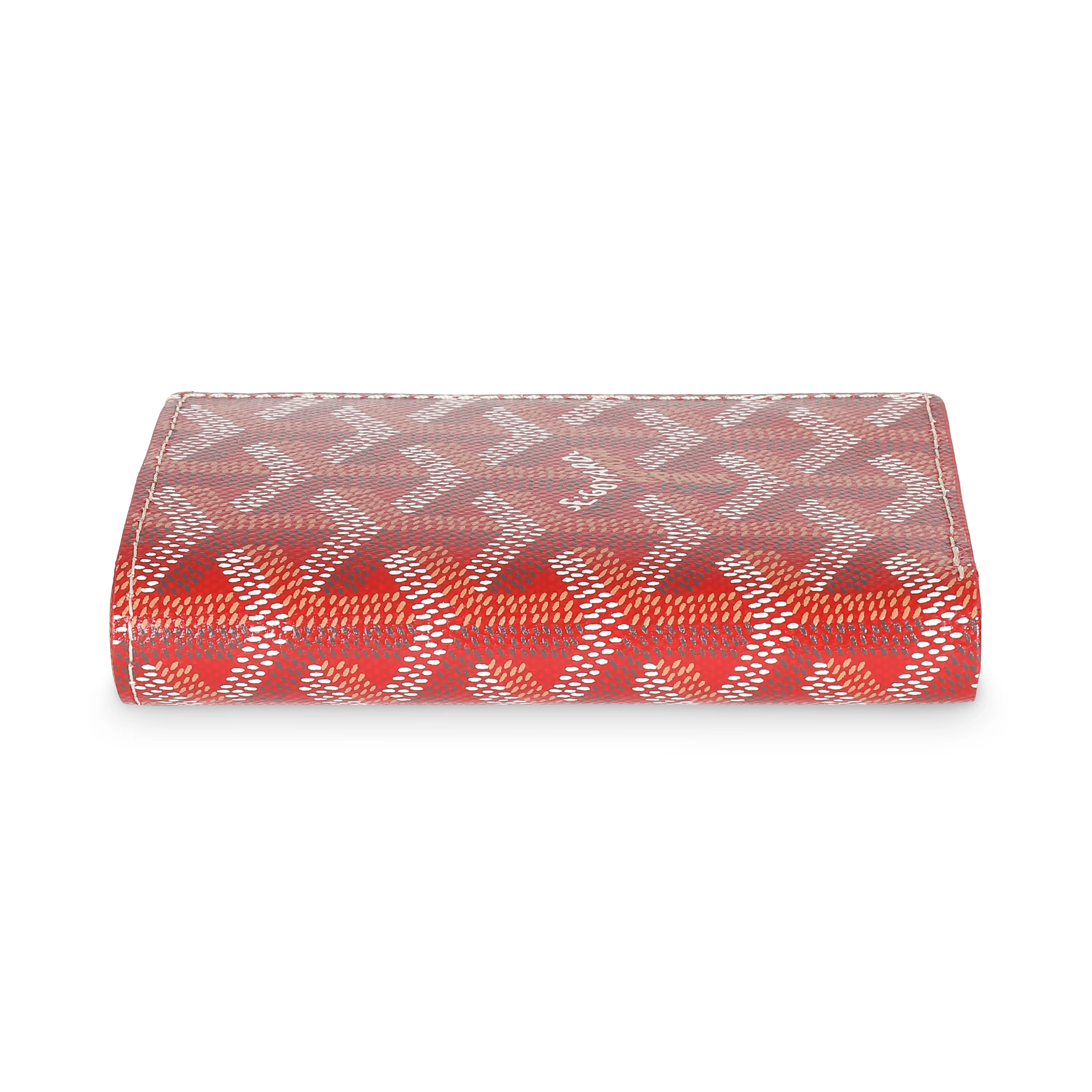 Red Goyardine Canvas Saint Pierre Card Holder - Image 4