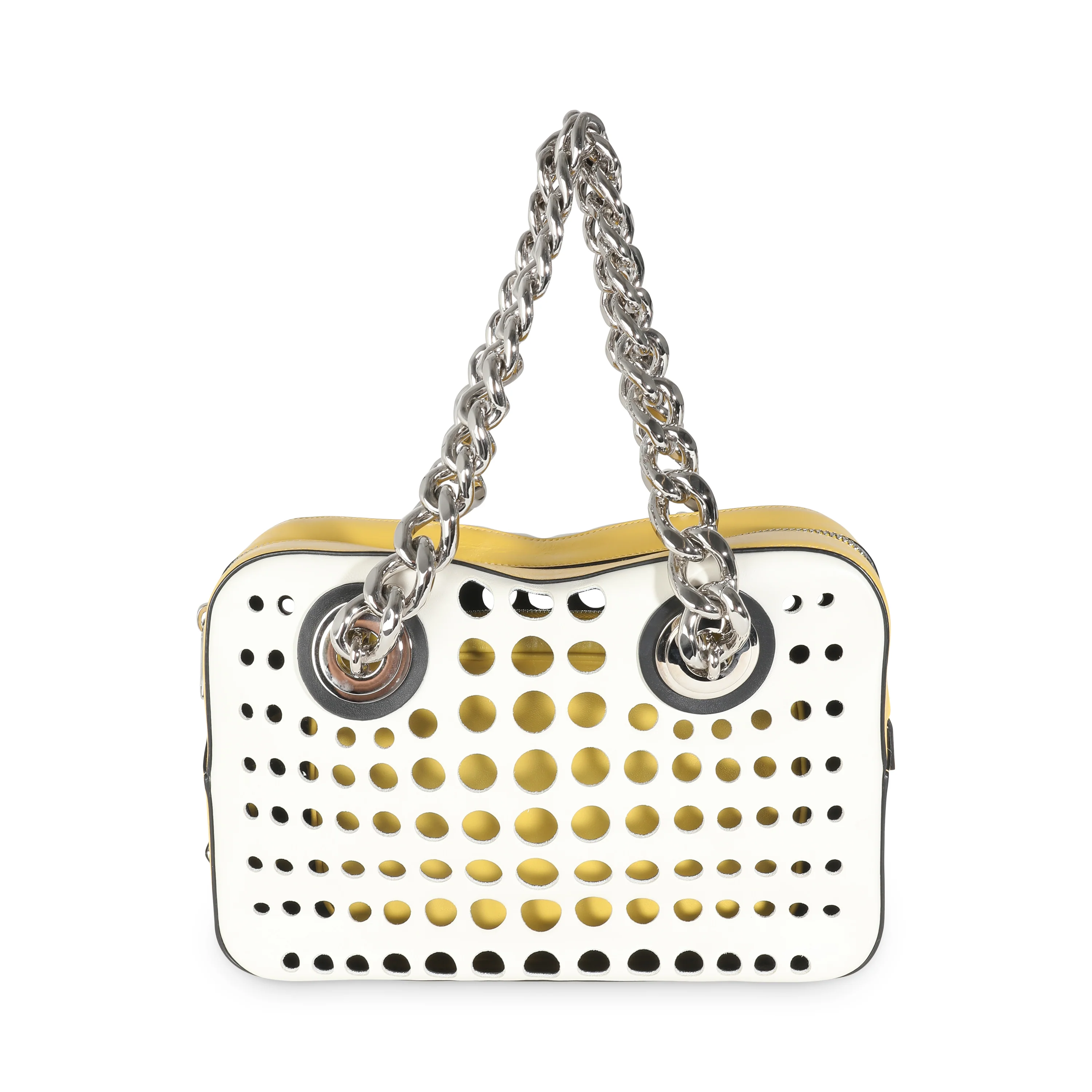 White Yellow Calfskin City Fori Chain Bag - Image 4