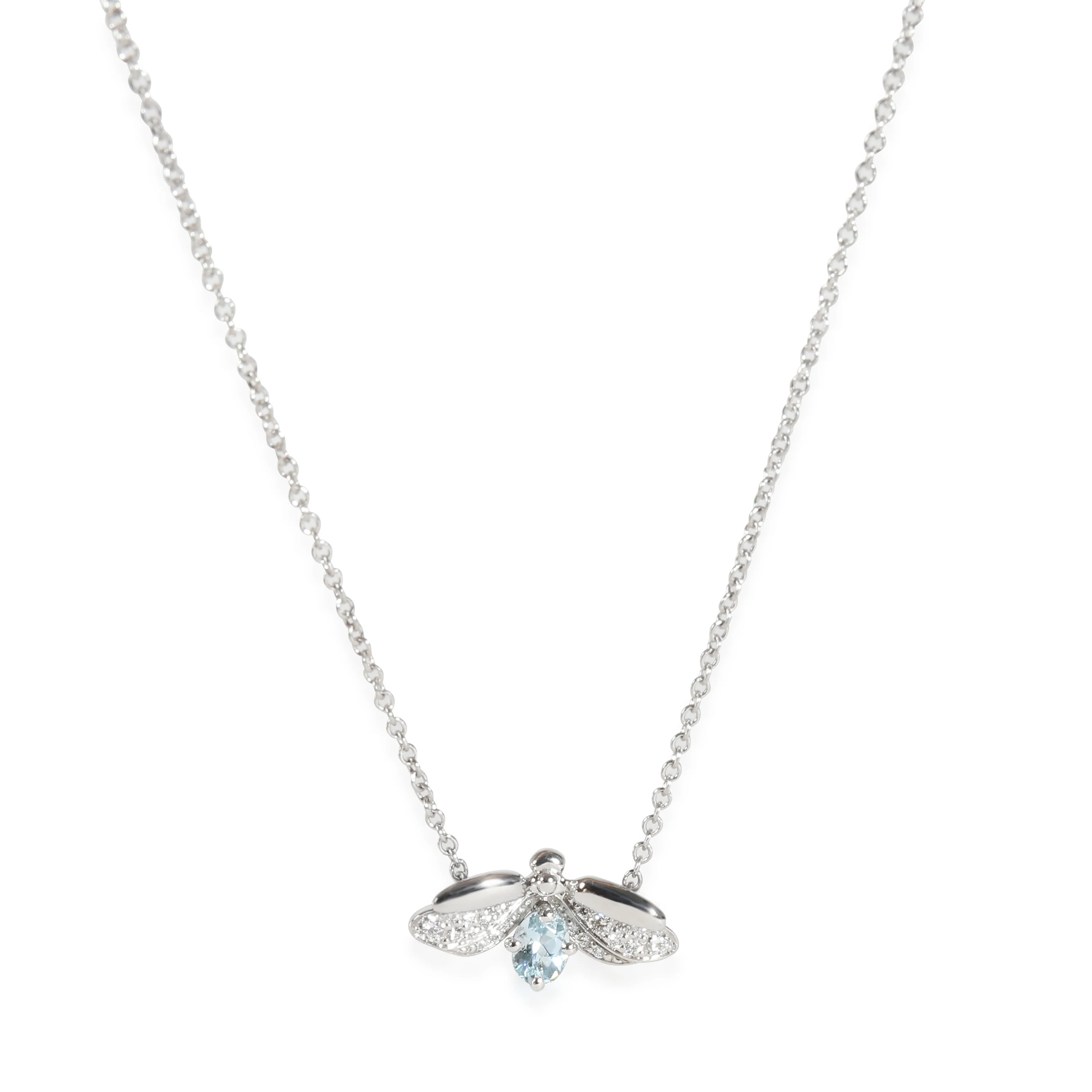Paper Flowers Aquamarine Diamond Pendant in Platinum 0.13 CTW