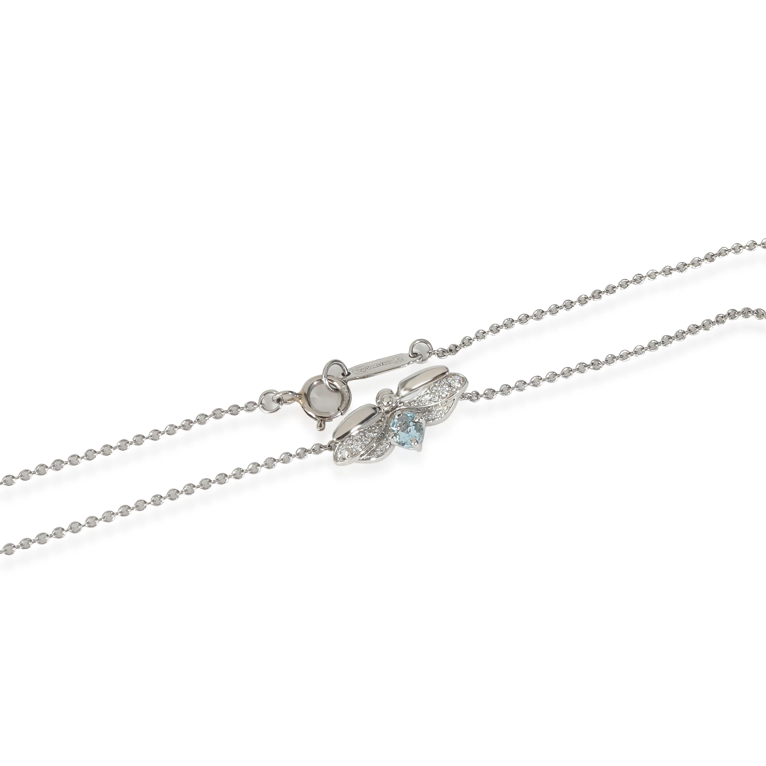 Paper Flowers Aquamarine Diamond Pendant in Platinum 0.13 CTW - Image 3