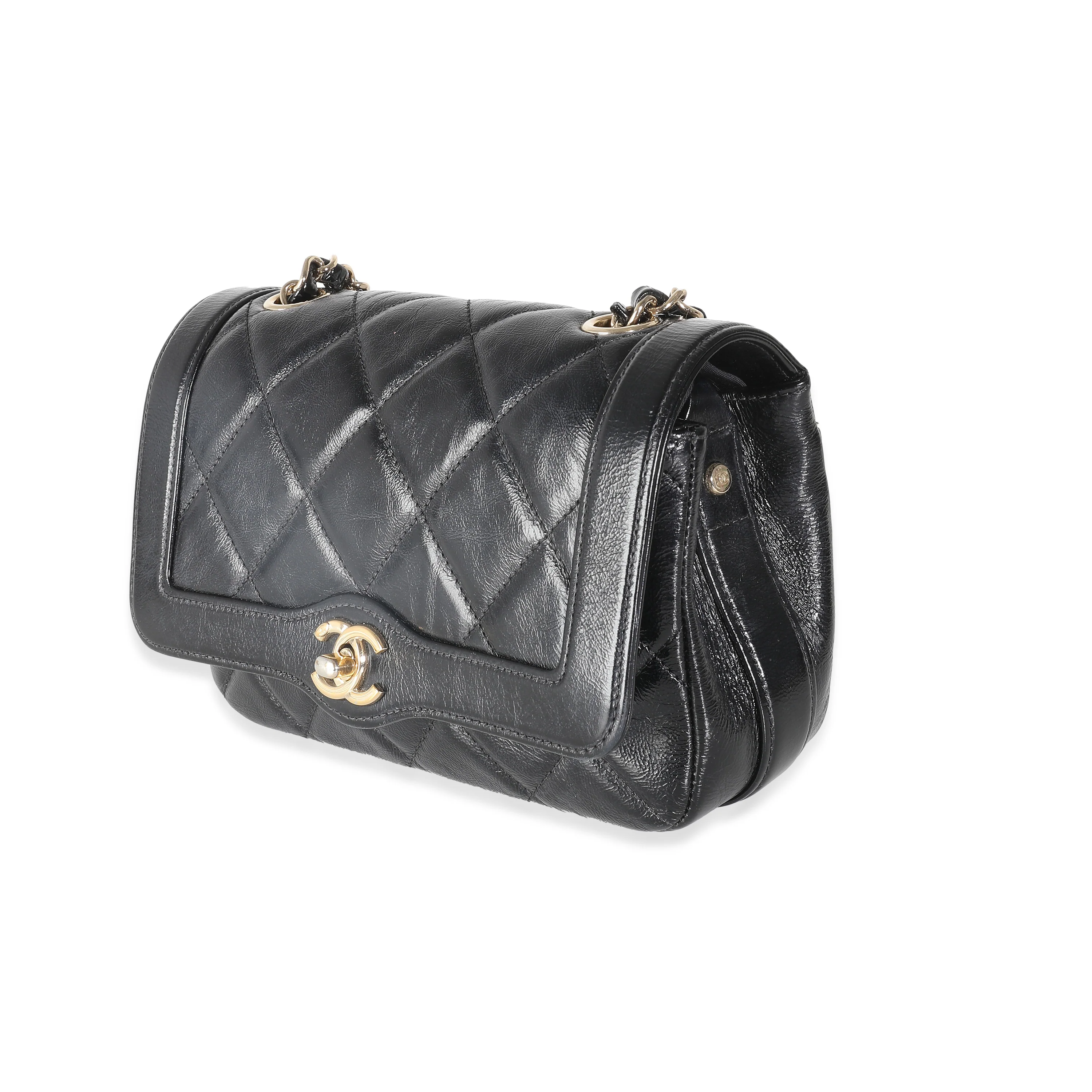 Black Shiny Lambskin Patent Calfskin Mini Flap Bag - Image 2