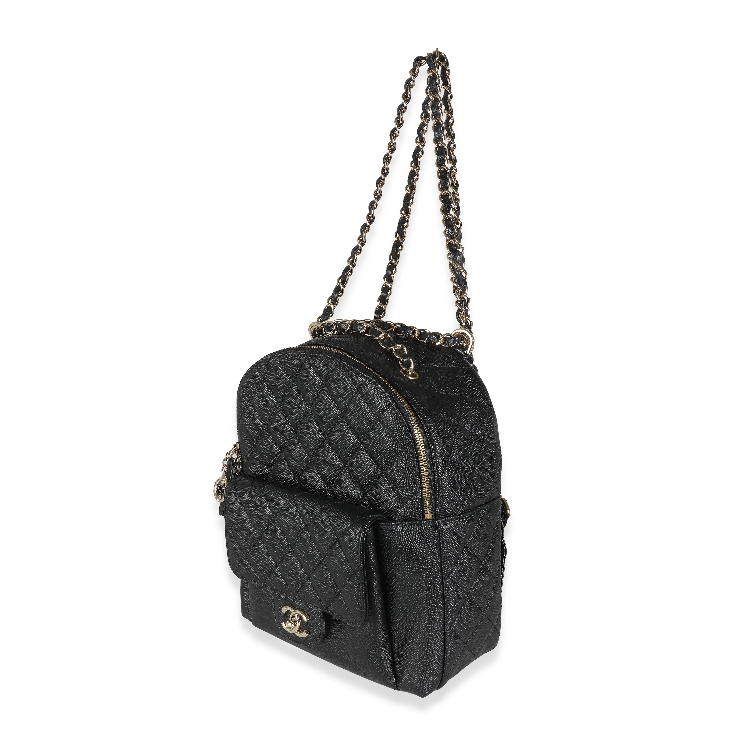 Black Quilted Caviar Small Day Backpack - Image 2