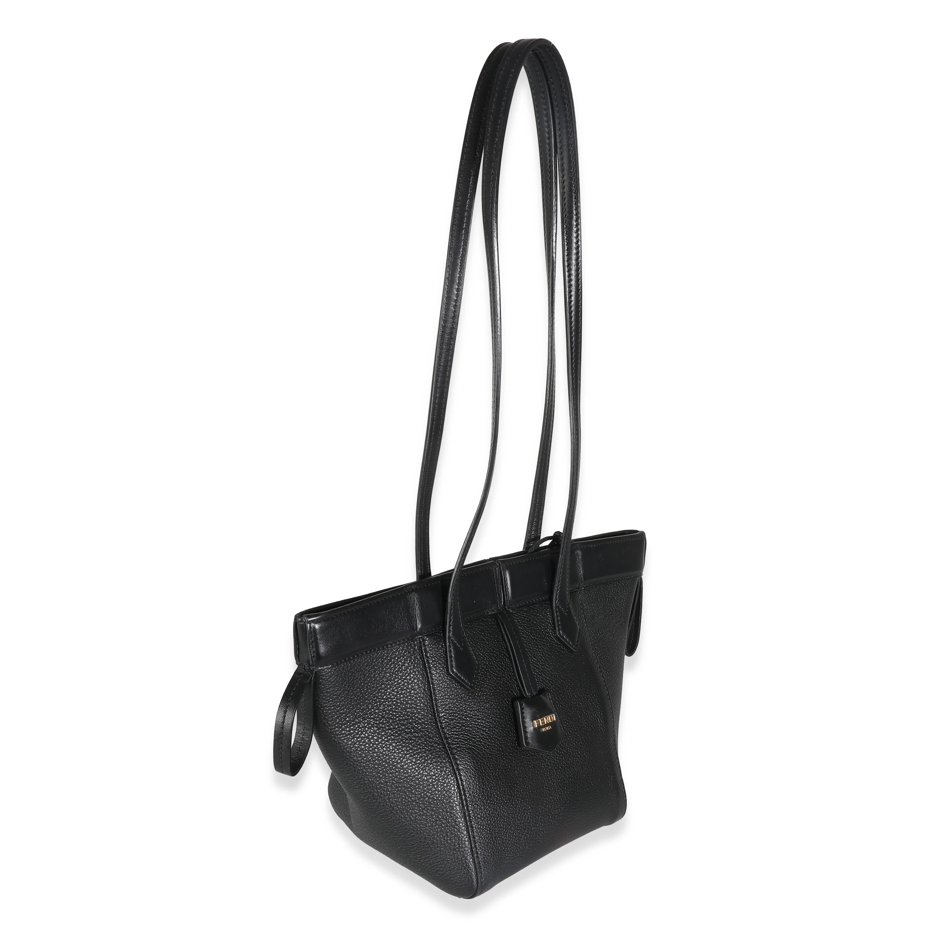 Black Vitello Mini Origami Tote - Image 4