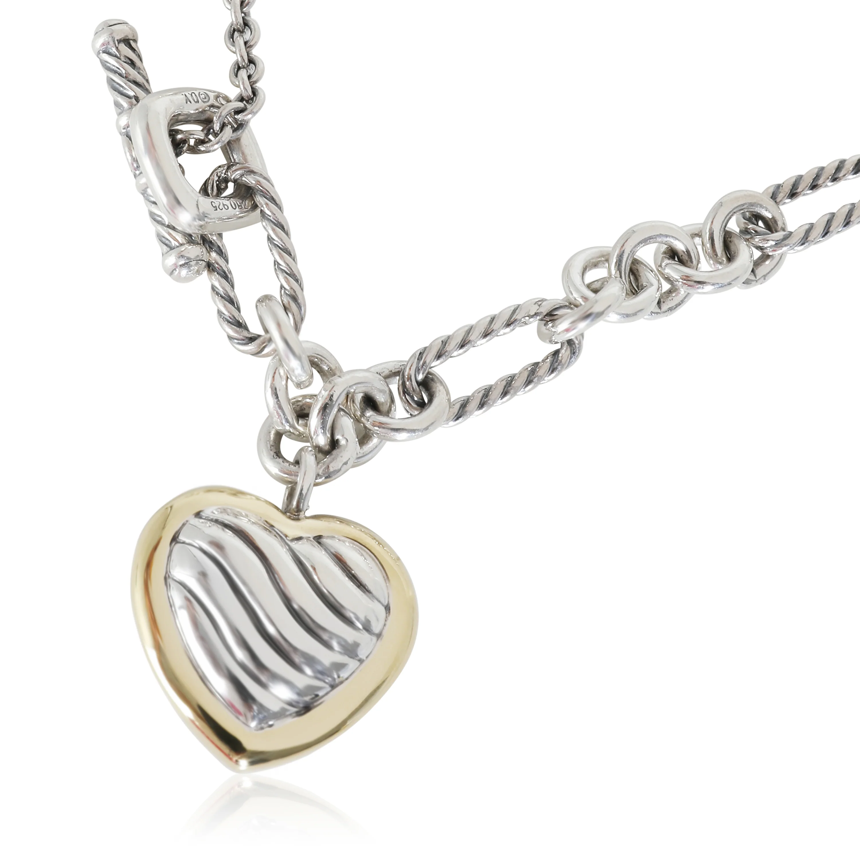 Cable Collection Figaro Necklace in 18k Yellow Gold/Sterling Silver - Image 3