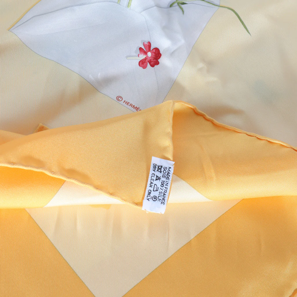 Yellow Multicolor Silk Des Fleurs Pour Le Dire Scarf 90 - Image 3