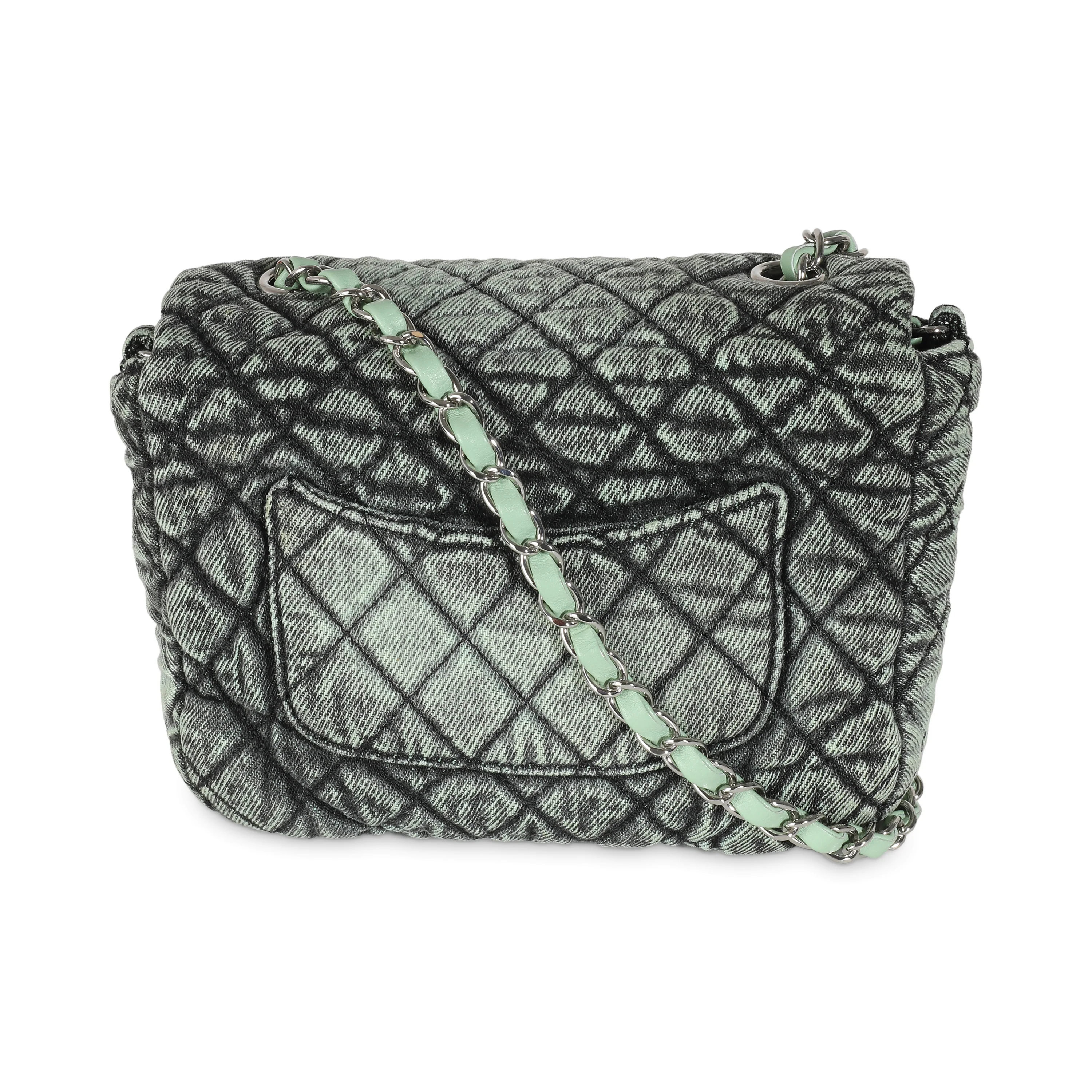 20C Green Quilted Denim Denimpression Mini Flap Bag - Image 4