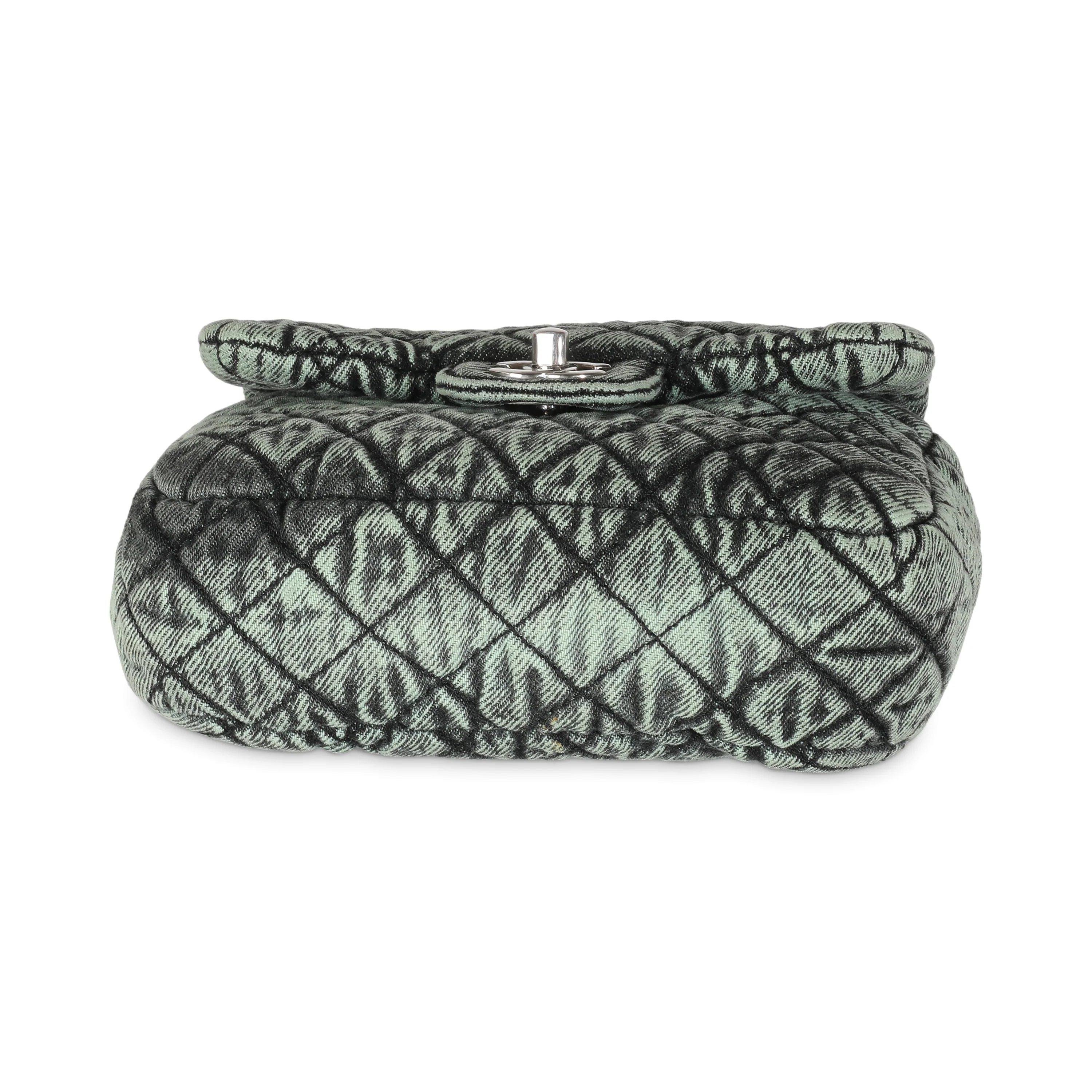 20C Green Quilted Denim Denimpression Mini Flap Bag - Image 5