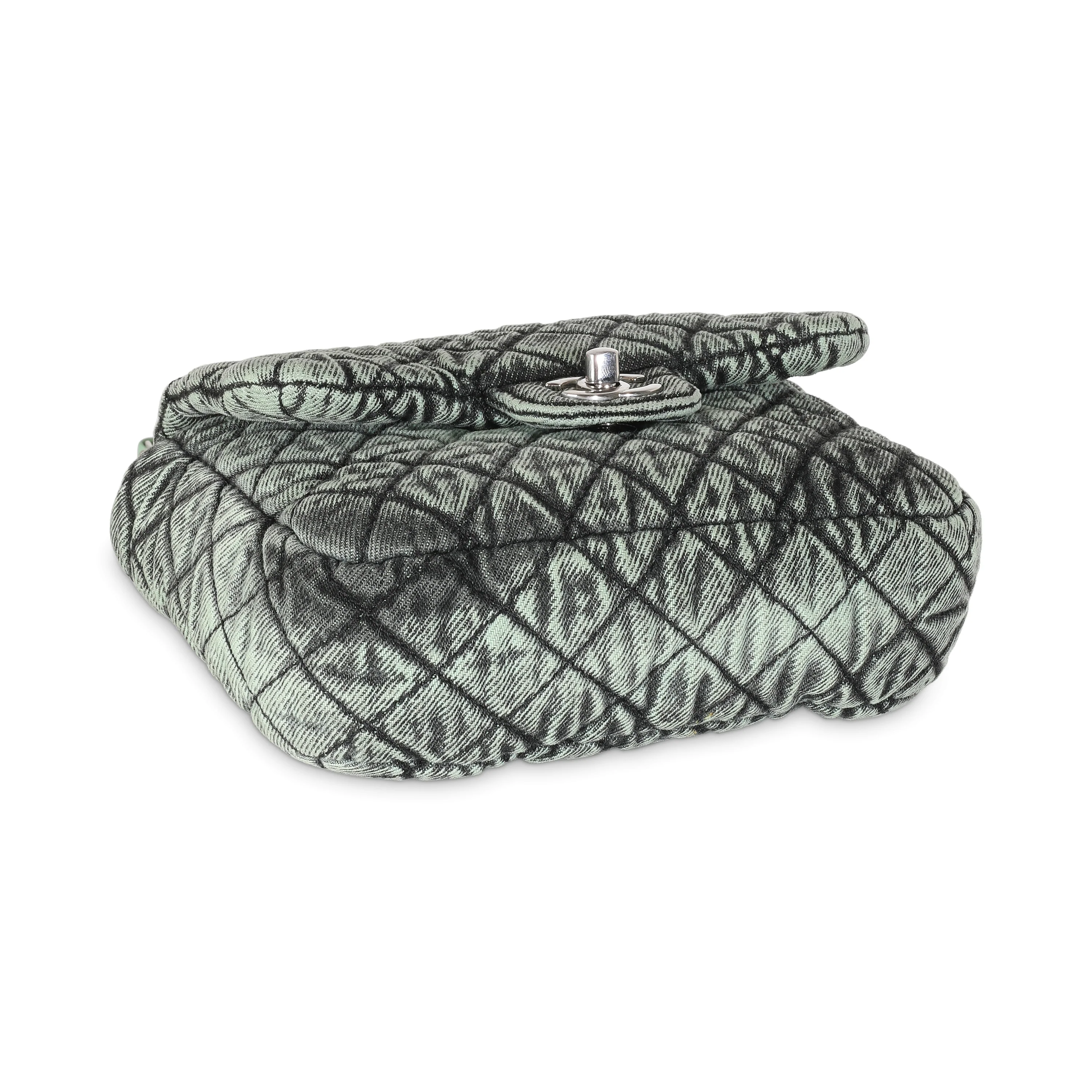 20C Green Quilted Denim Denimpression Mini Flap Bag - Image 6