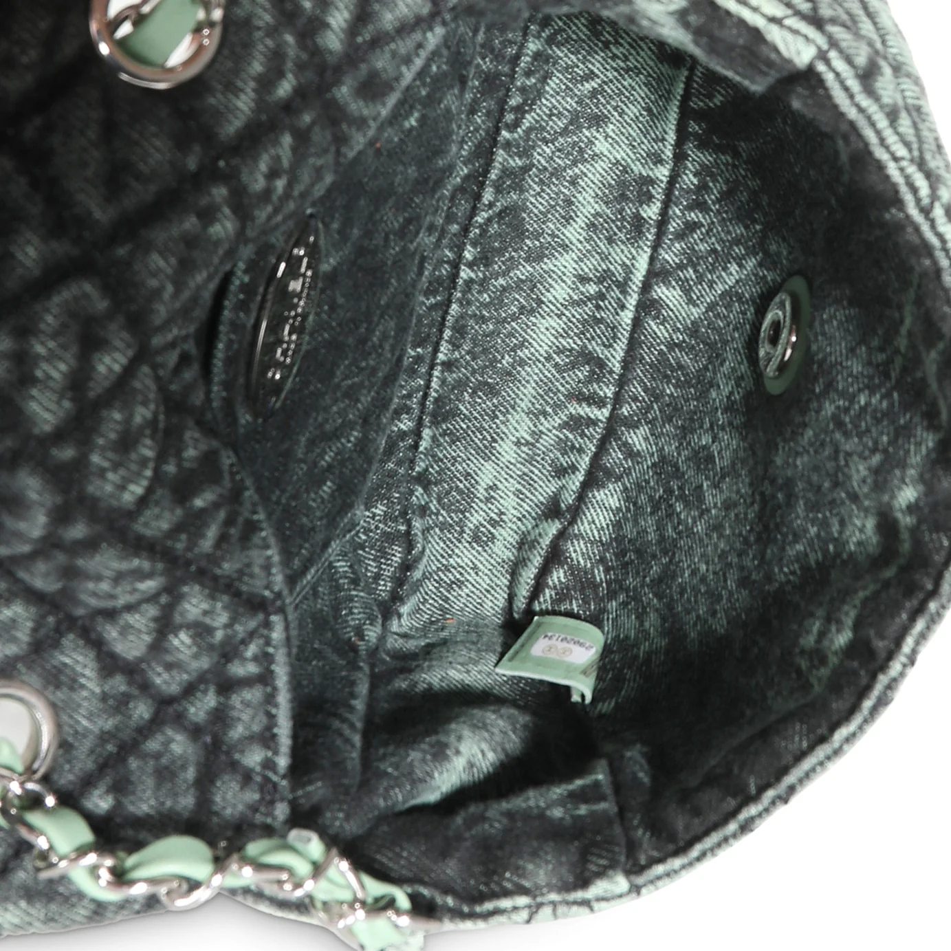 20C Green Quilted Denim Denimpression Mini Flap Bag - Image 9