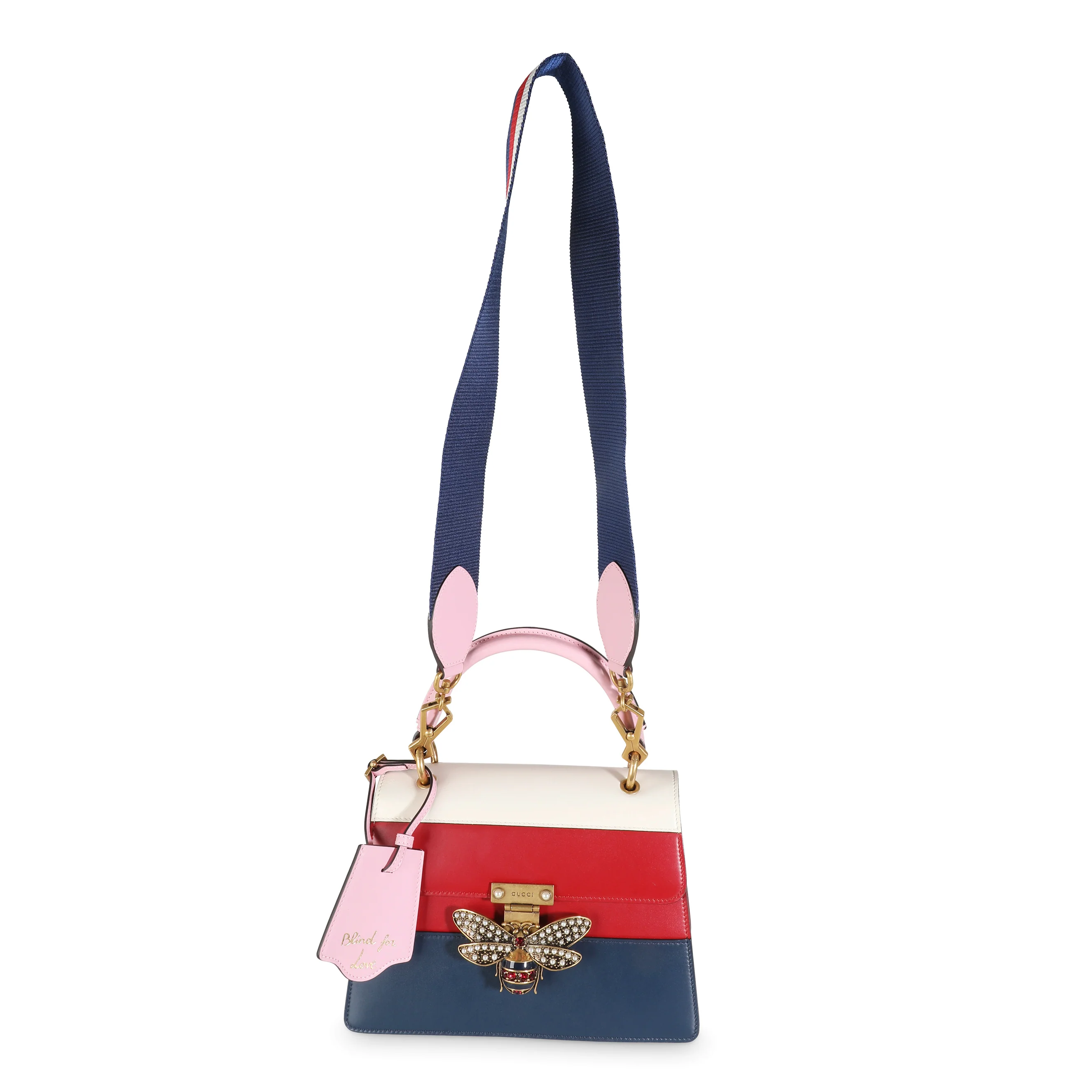 Tri Color Calfskin Sylvie Web Small Queen Margaret Top Handle Bag - Image 8