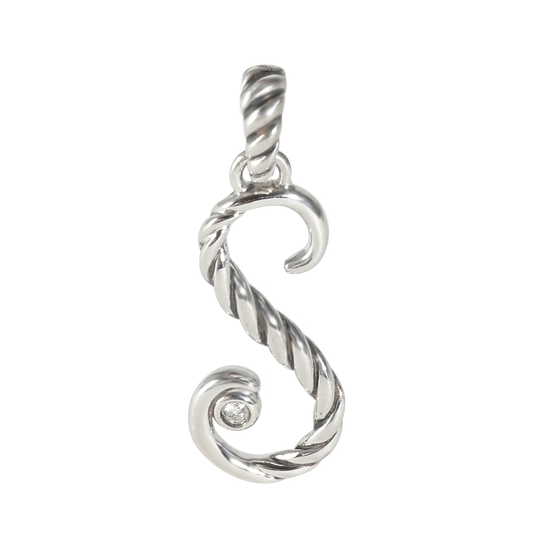 S Script Enhancer Pendant in  Sterling Silver 0.03 CTW