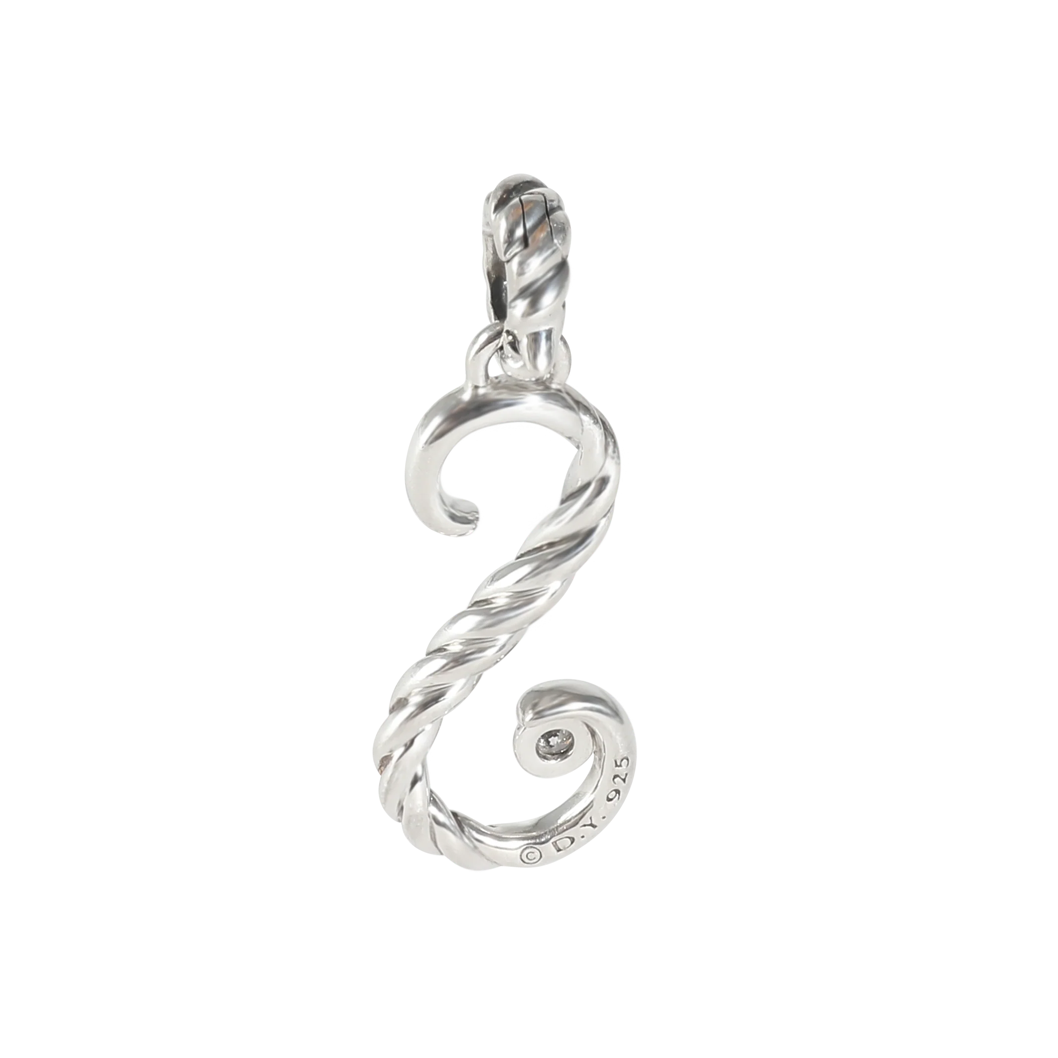 S Script Enhancer Pendant in  Sterling Silver 0.03 CTW - Image 3