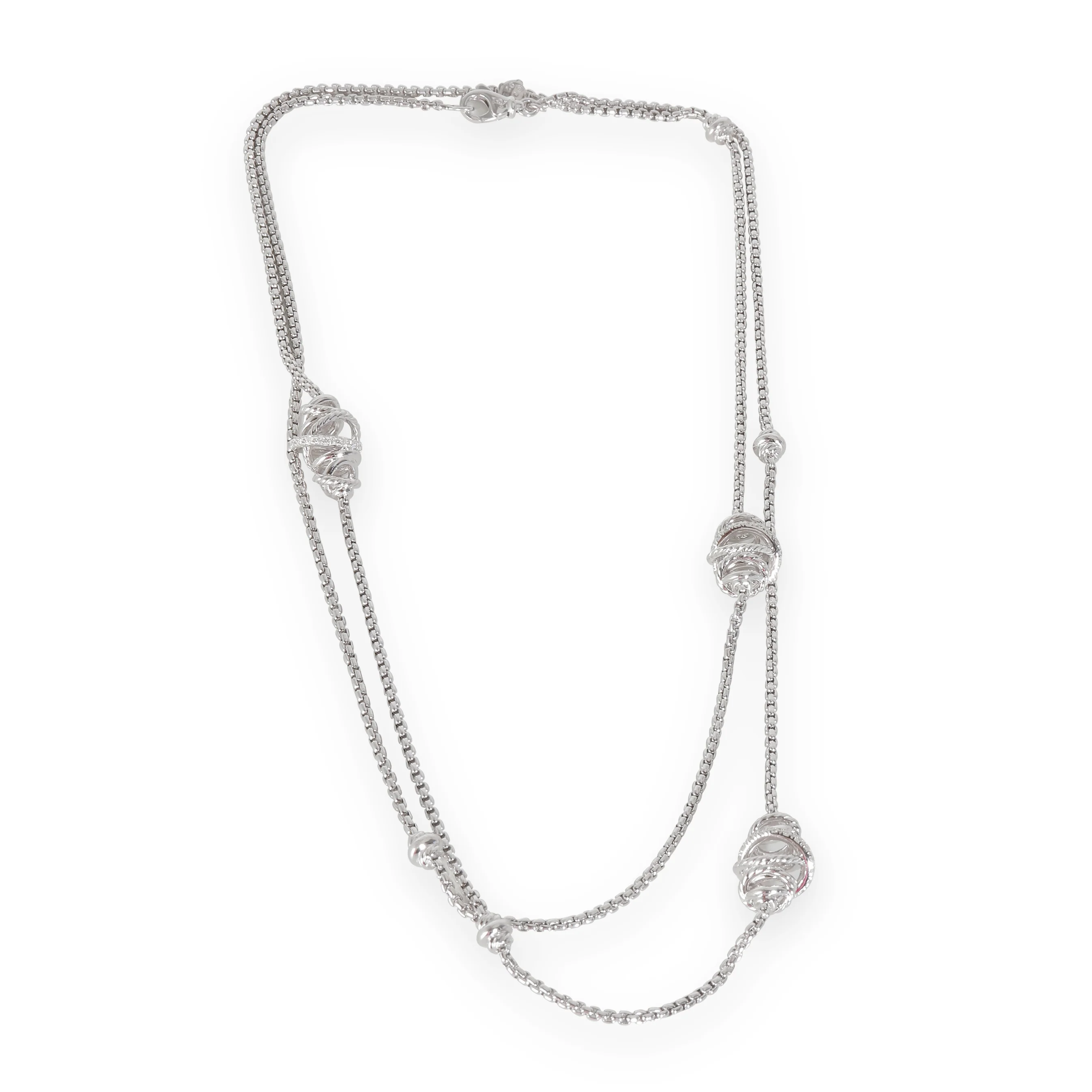 Crossover Fashion Necklace in Sterling Silver 0.33 CTW - Image 3