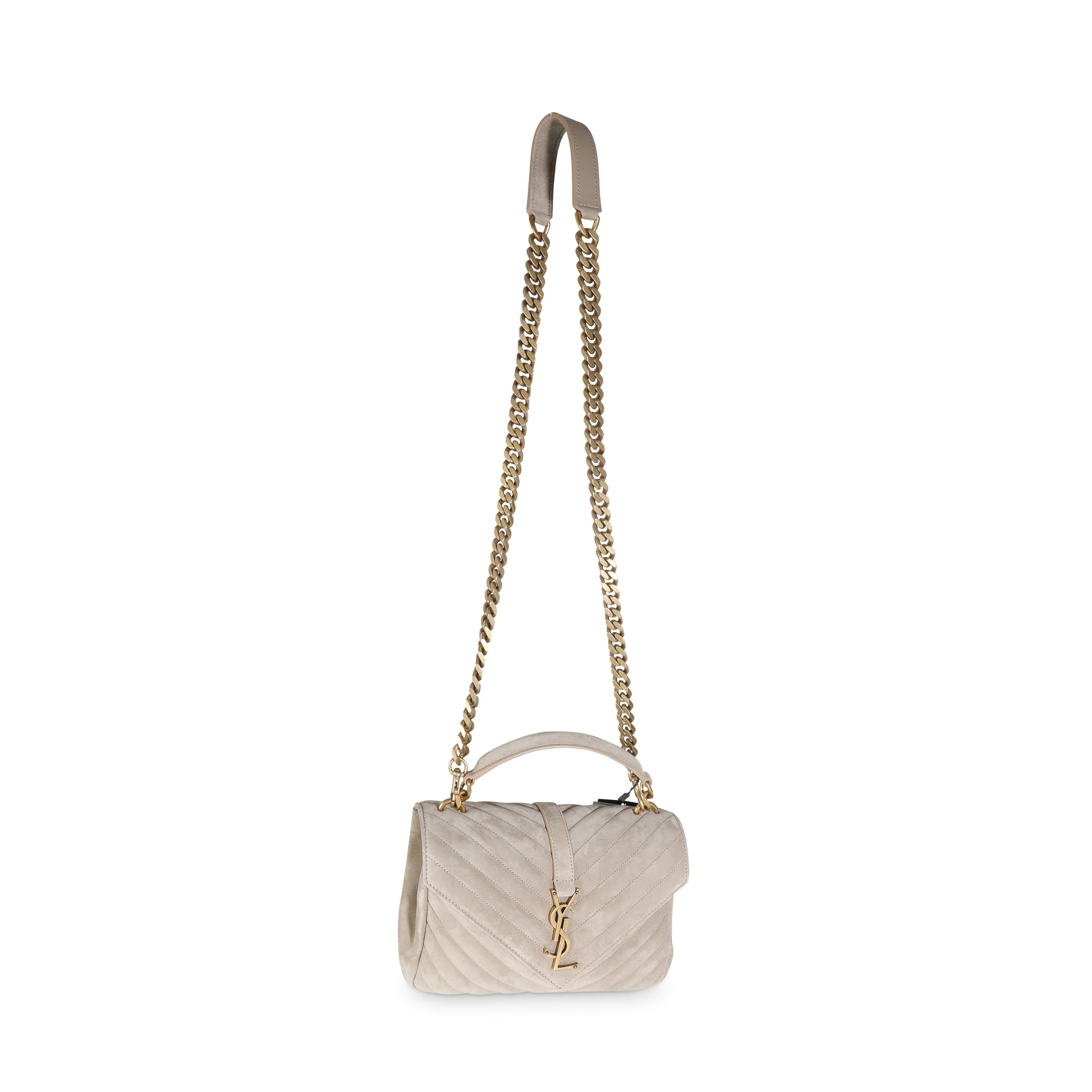 Matt Gold Suede Medium College Bag - Image 5