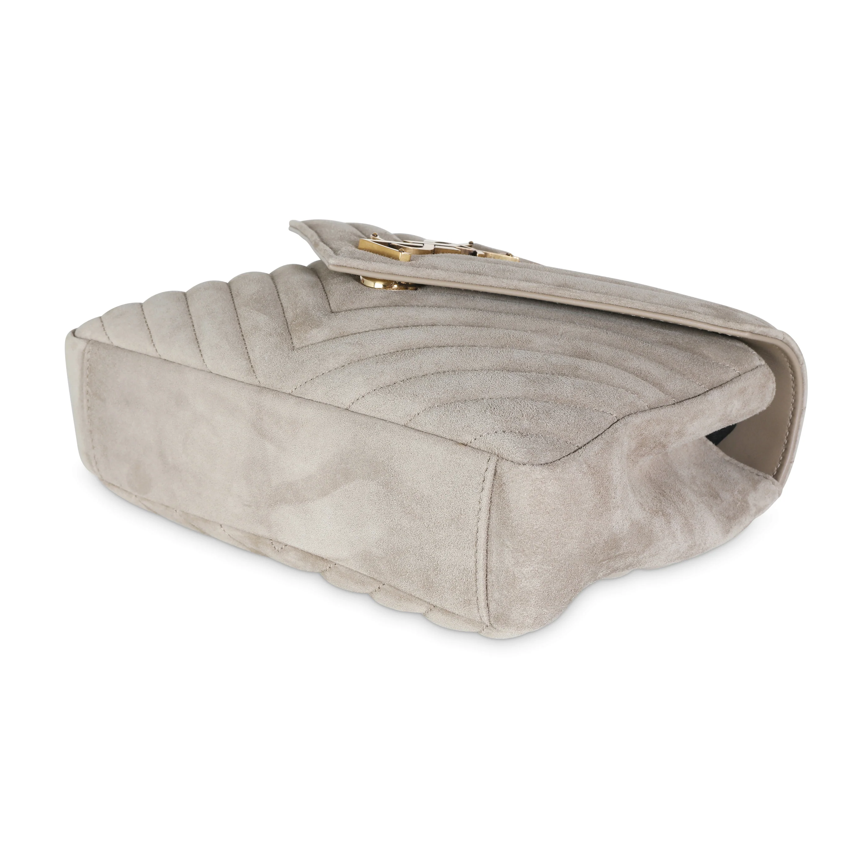 Matt Gold Suede Medium College Bag - Image 6