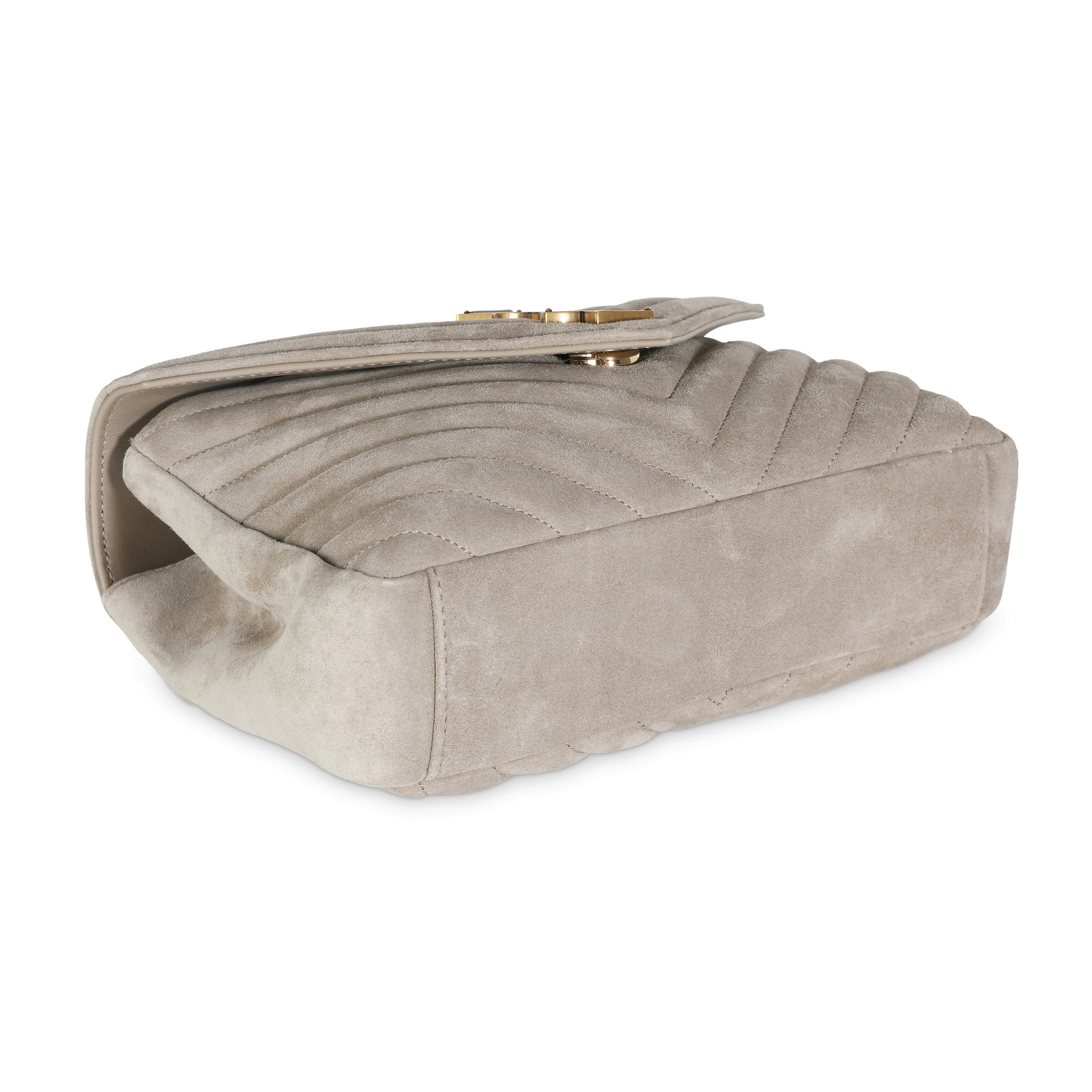 Matt Gold Suede Medium College Bag - Image 8