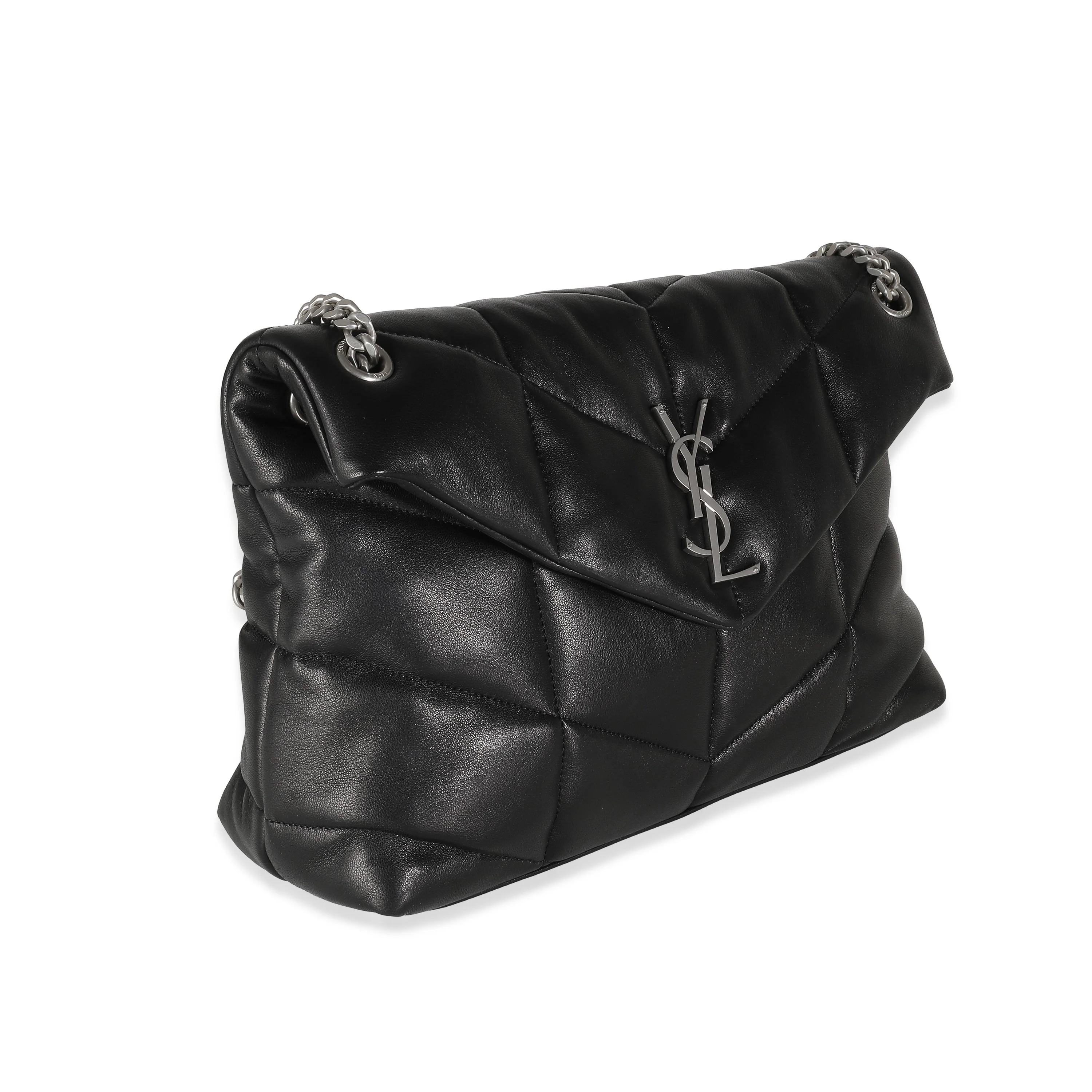 Black Quilted Lambskin Medium Loulou Puffer - Image 3