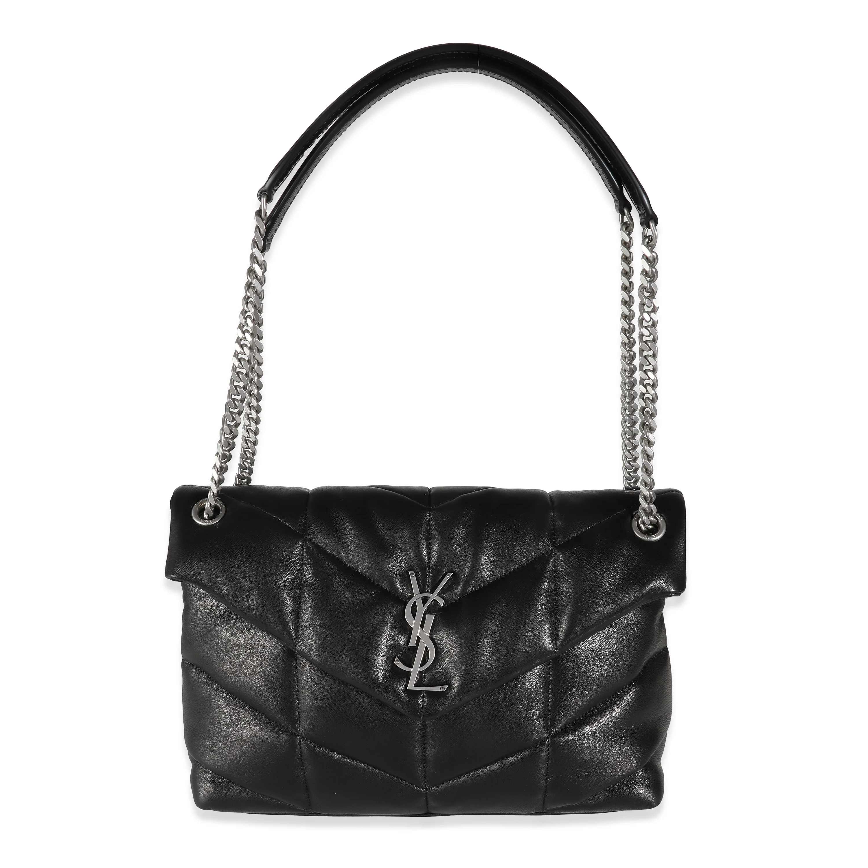 Black Quilted Lambskin Medium Loulou Puffer - Image 8