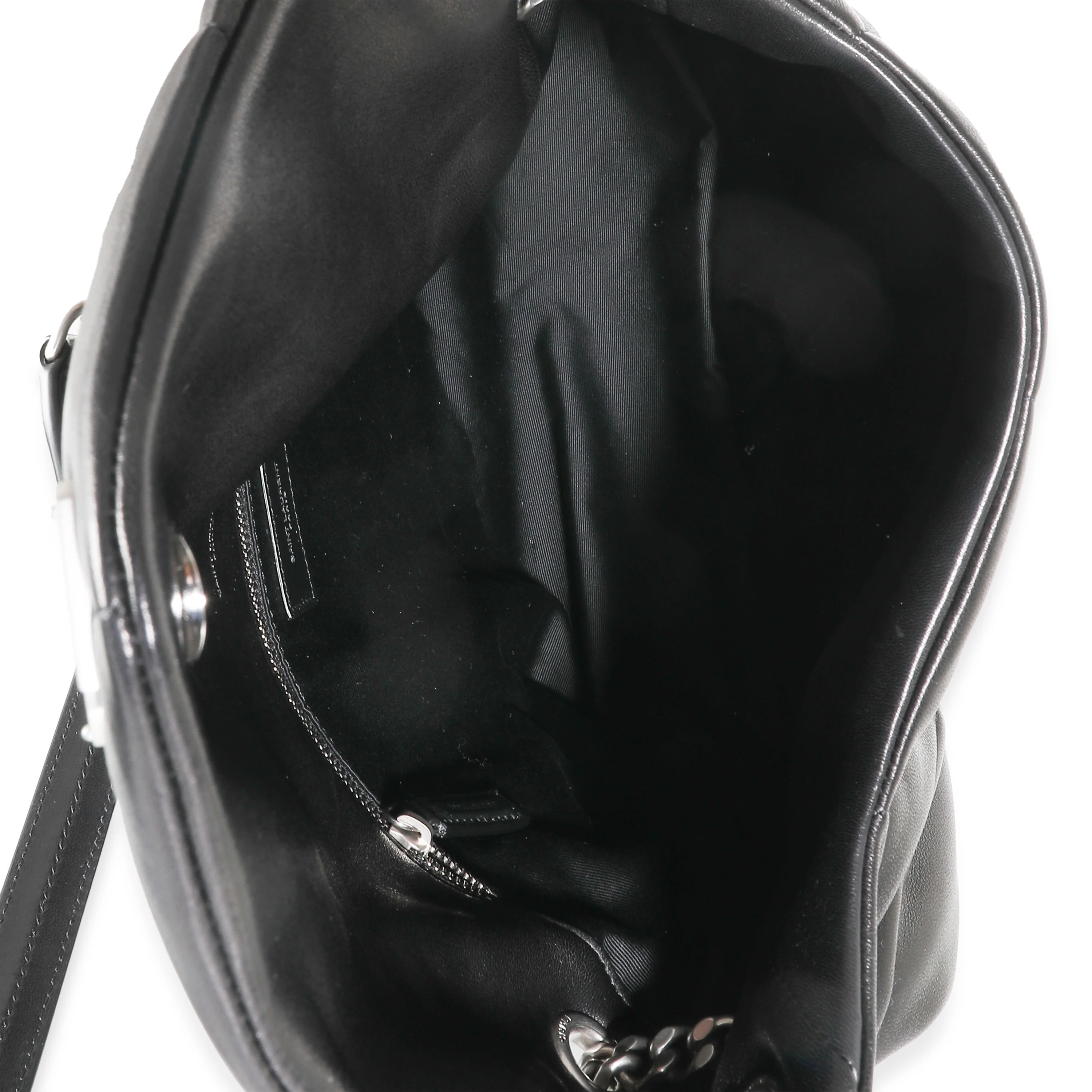Black Quilted Lambskin Medium Loulou Puffer - Image 9