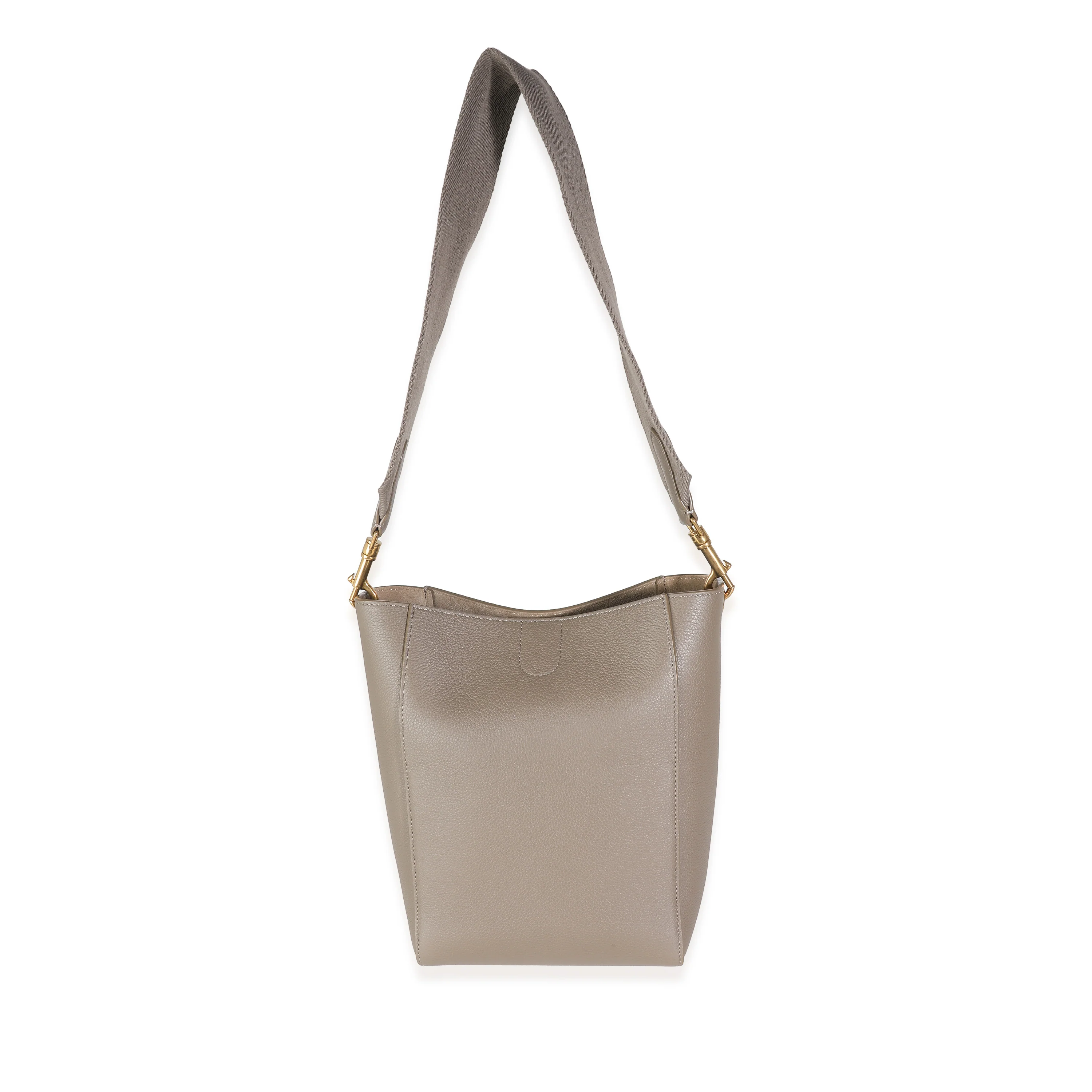Taupe Soft Grained Calfskin Small Sangle Bucket - Image 8
