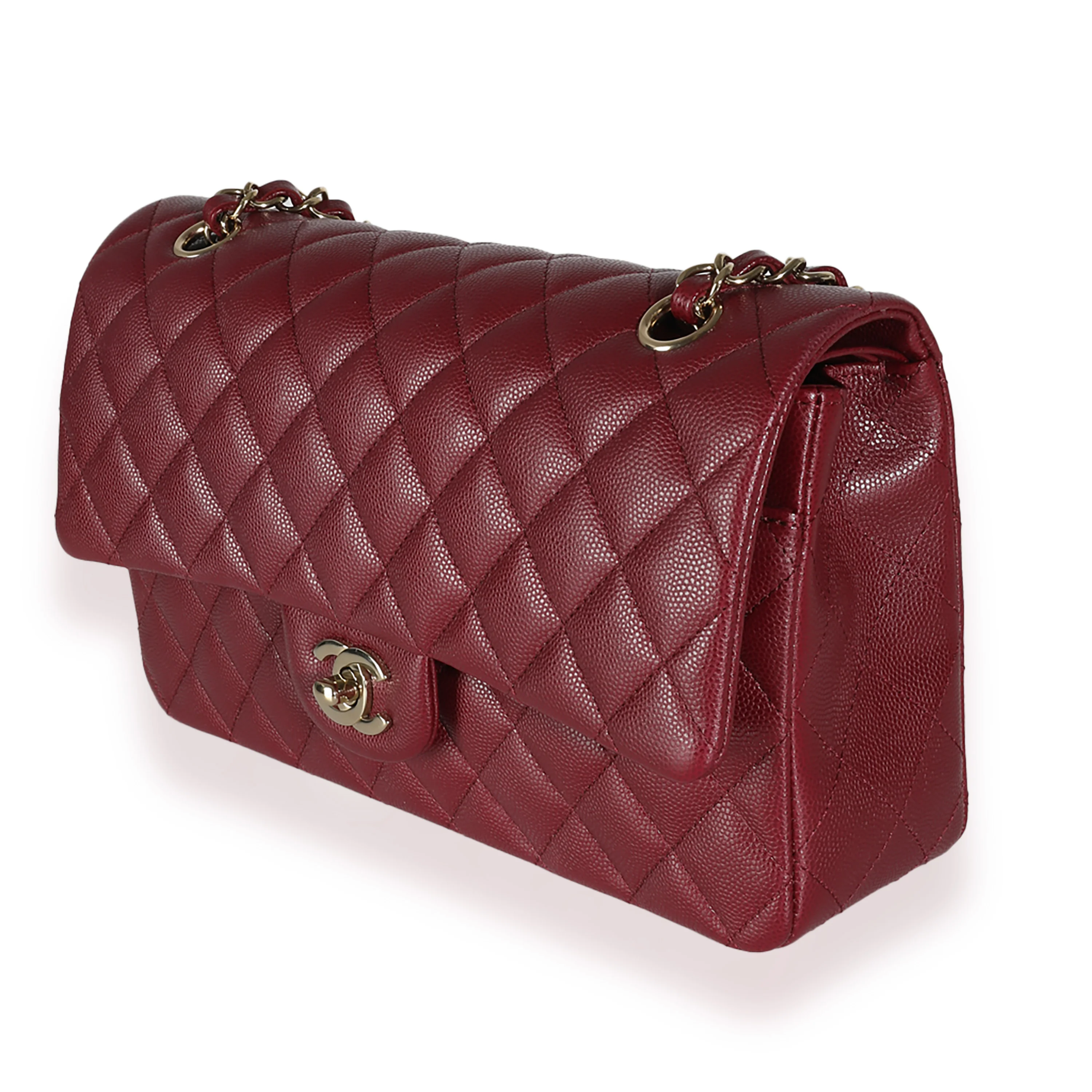 Burgundy Quilted Caviar Medium Classic Double Flap Bag - Image 2