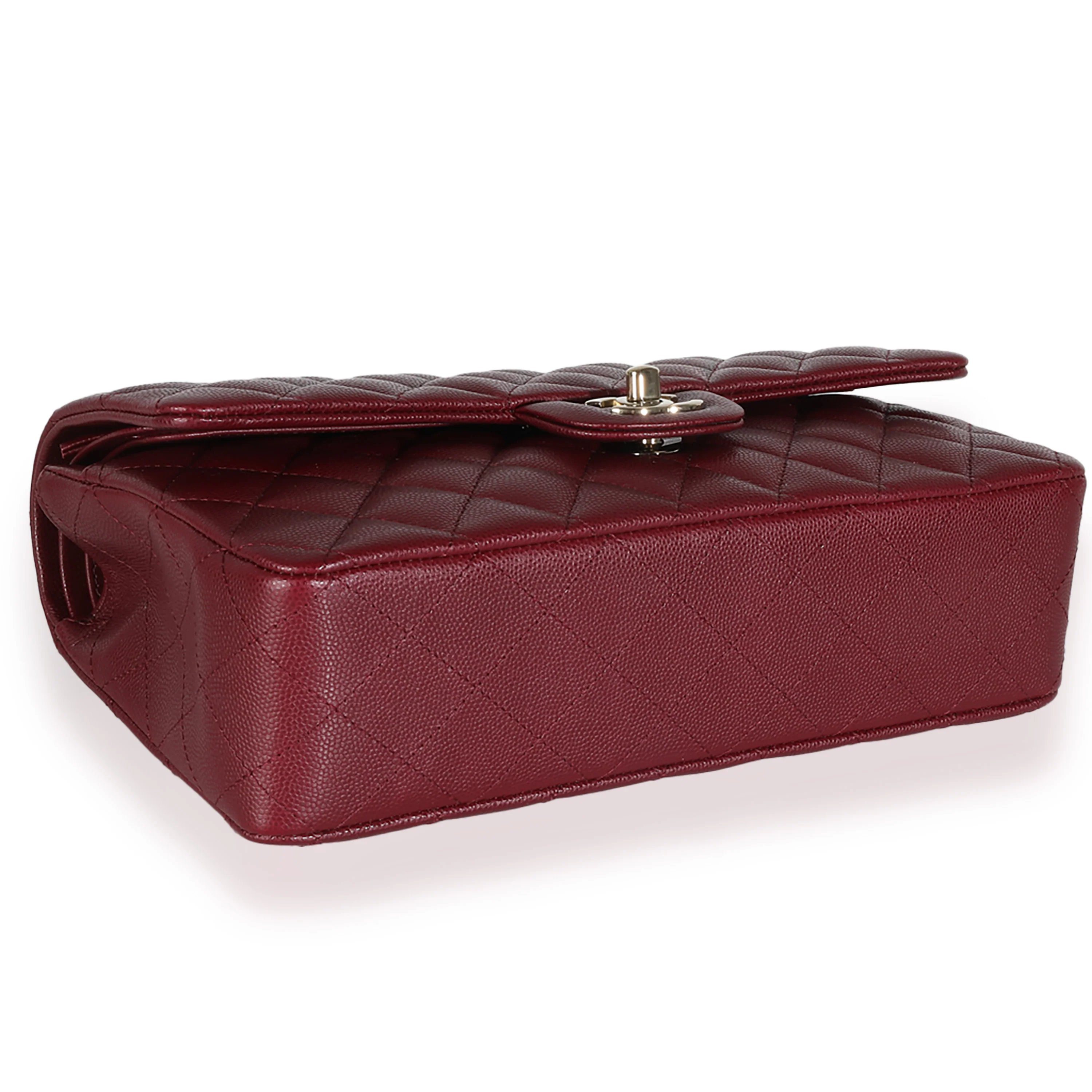 Burgundy Quilted Caviar Medium Classic Double Flap Bag - Image 6
