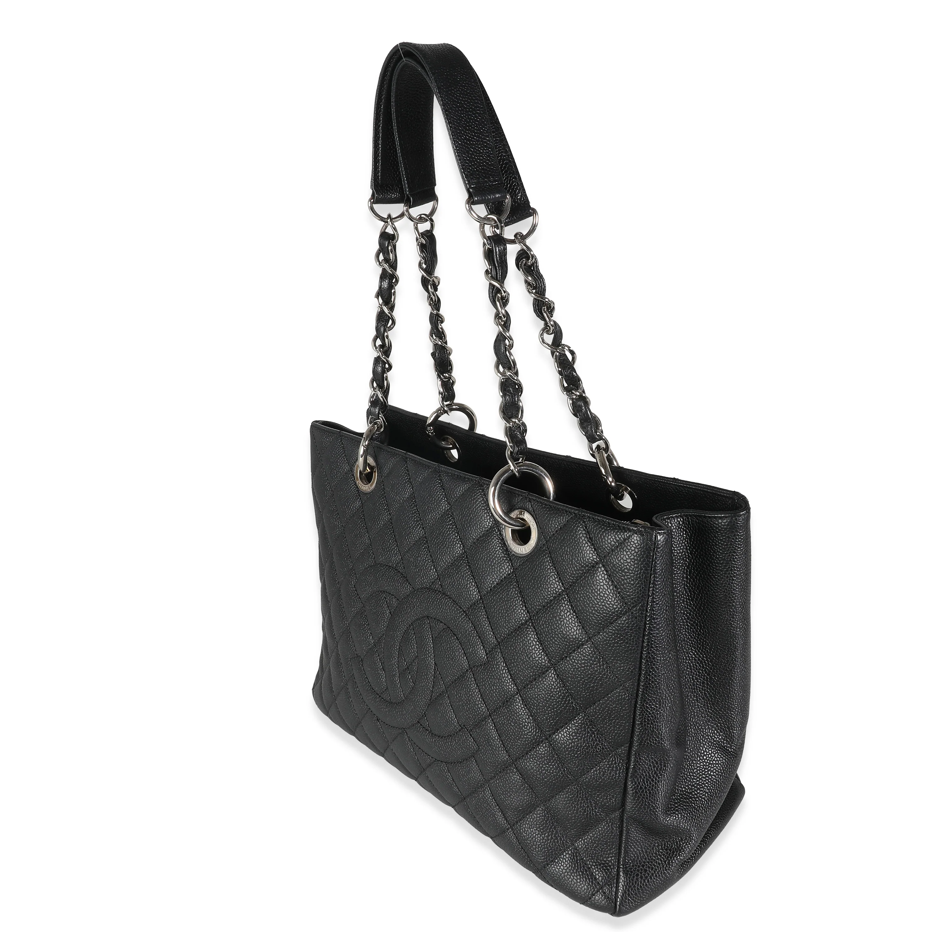 Black Quilted Caviar Grand Shopping Tote - Image 2