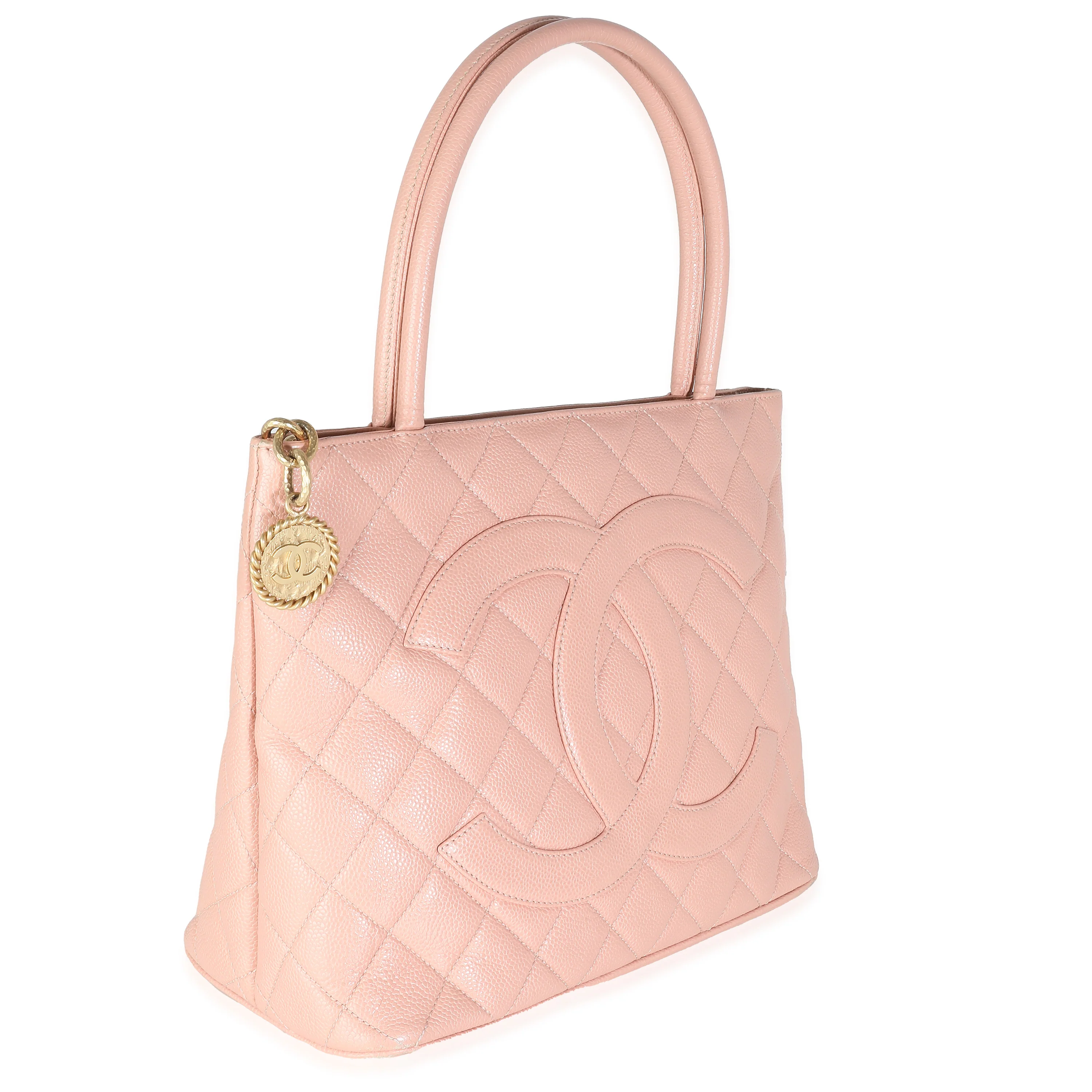 Pink Quilted Caviar Medallion Tote - Image 3