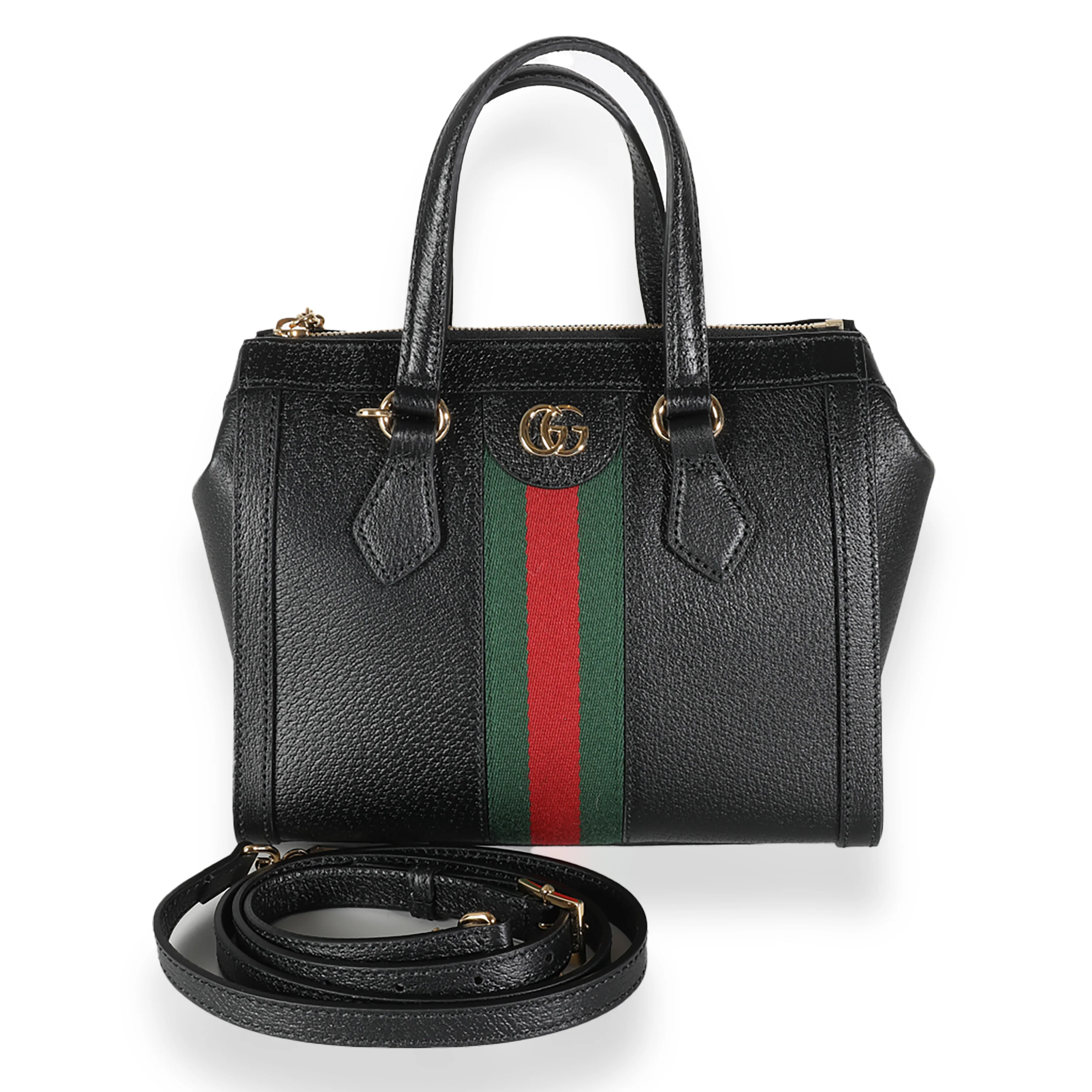 Black Calfskin Small Ophidia Top Handle Bag - Image 8