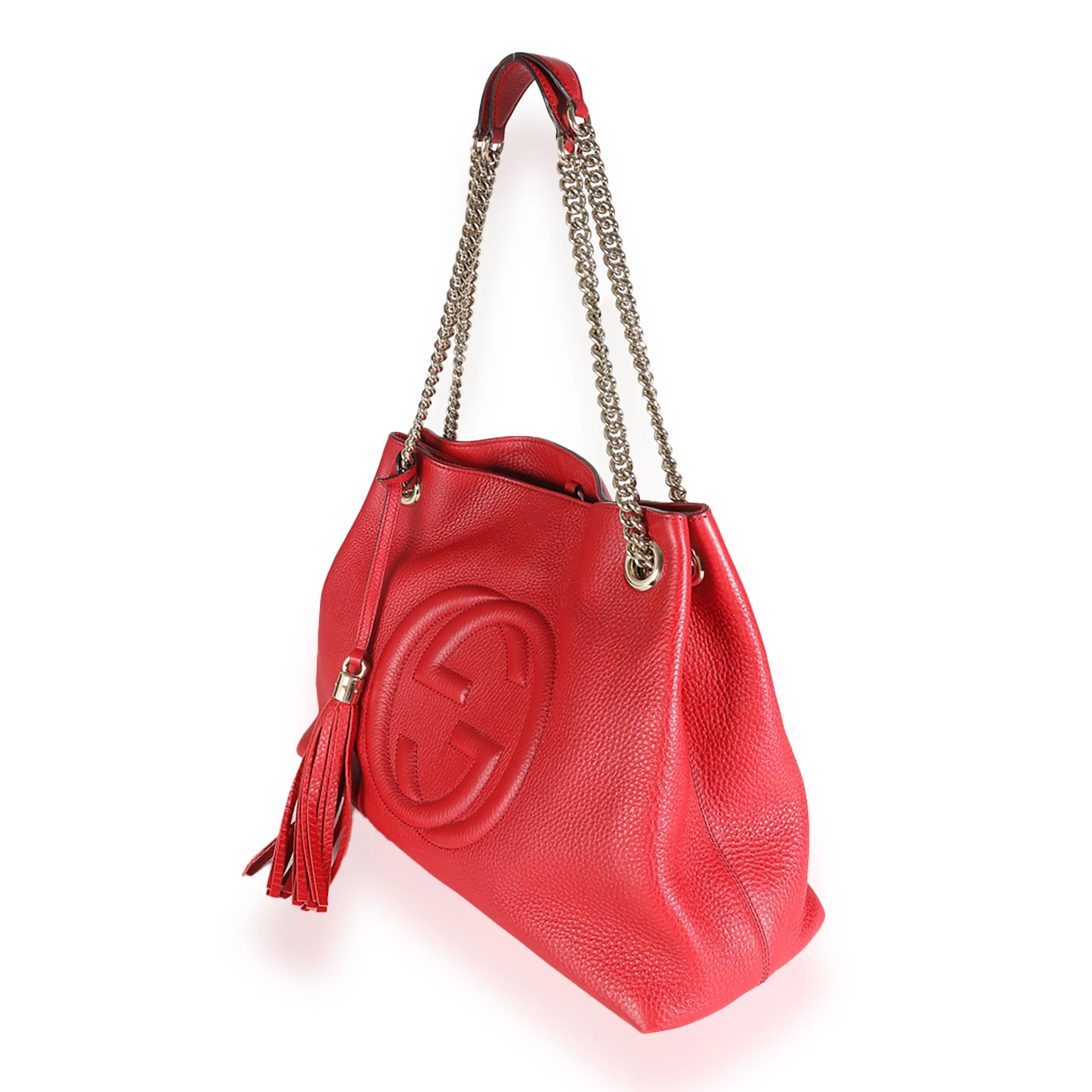 Red Pebbled Calfskin Soho Disco Chain Tote - Image 2