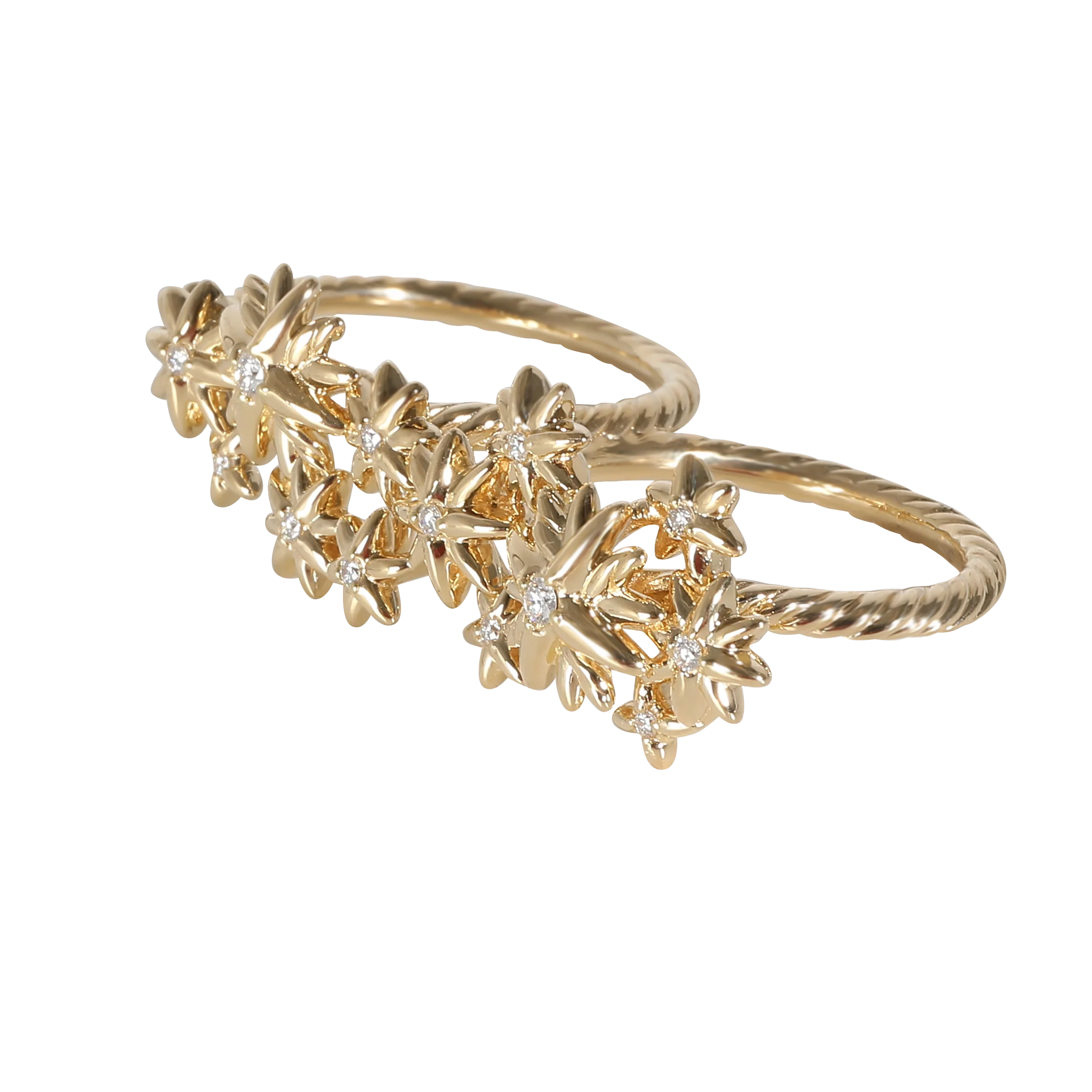 Starburst Two Finger Ring in 18k Yellow Gold 1/5 CTW - Image 2