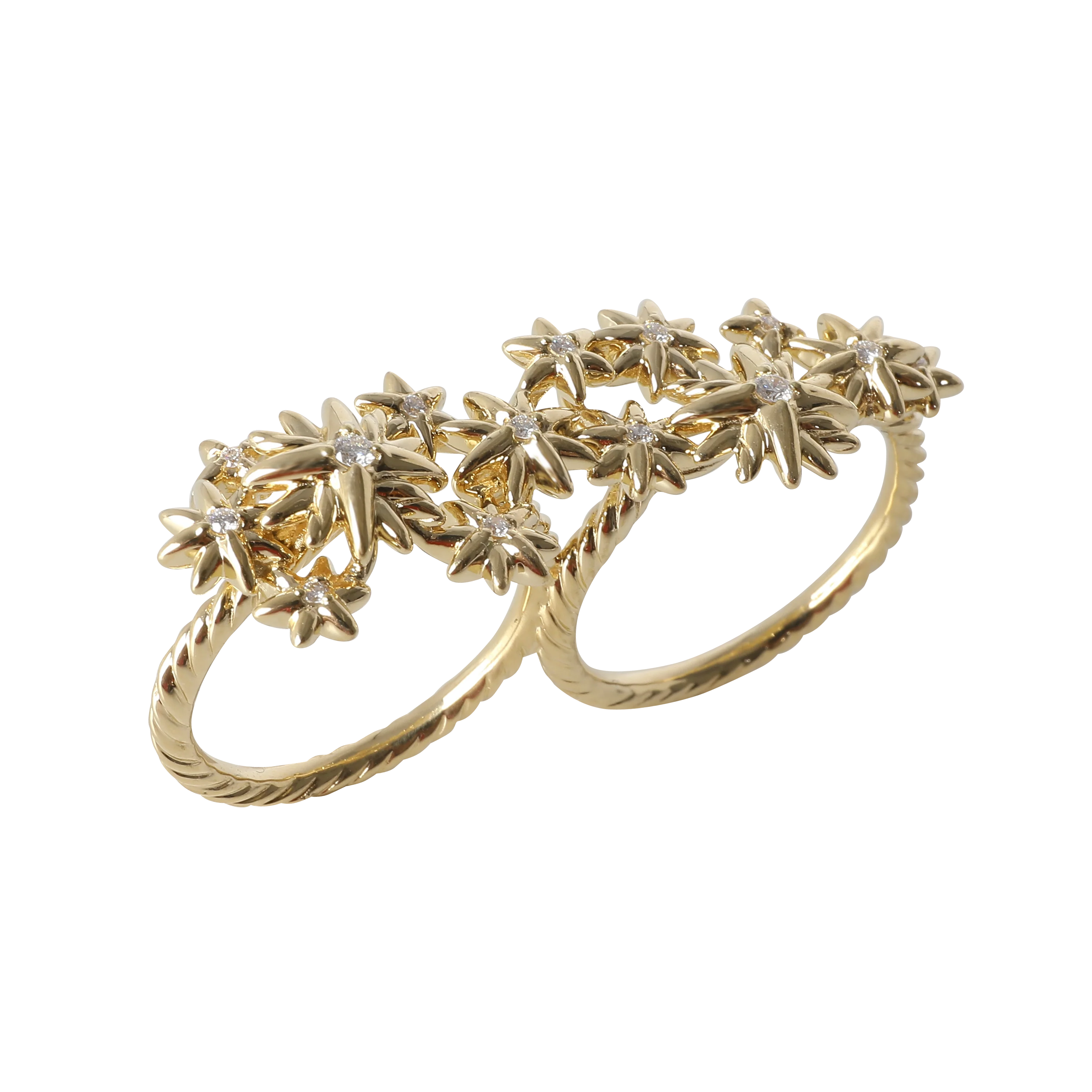 Starburst Two Finger Ring in 18k Yellow Gold 1/5 CTW - Image 3