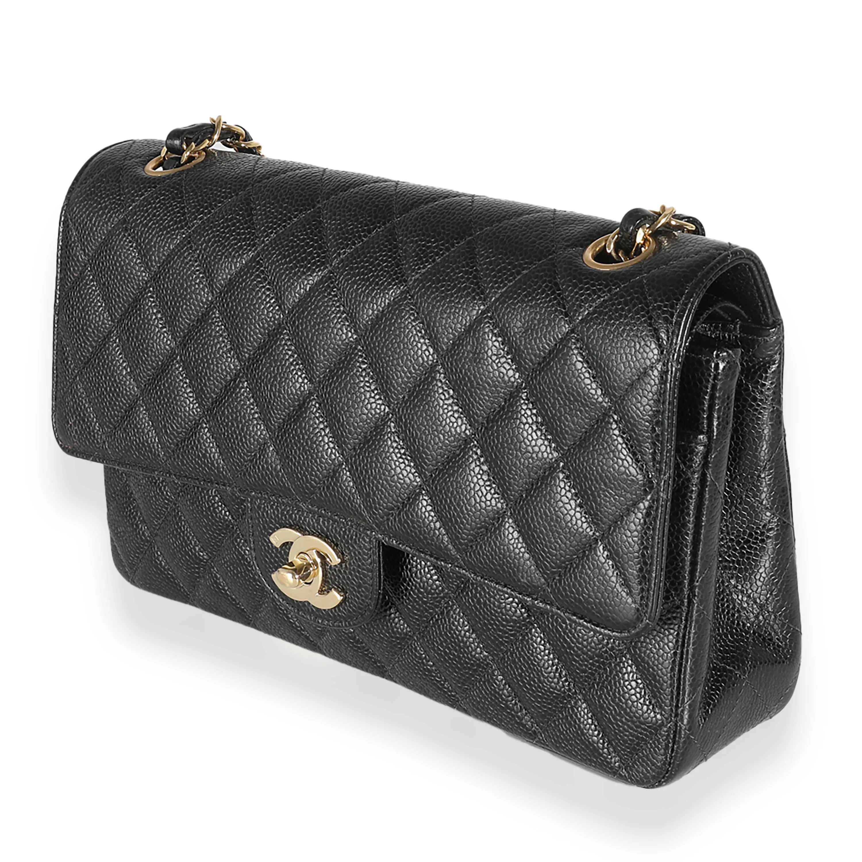 Black Quilted Caviar Medium Classic Double Flap Bag - Image 2