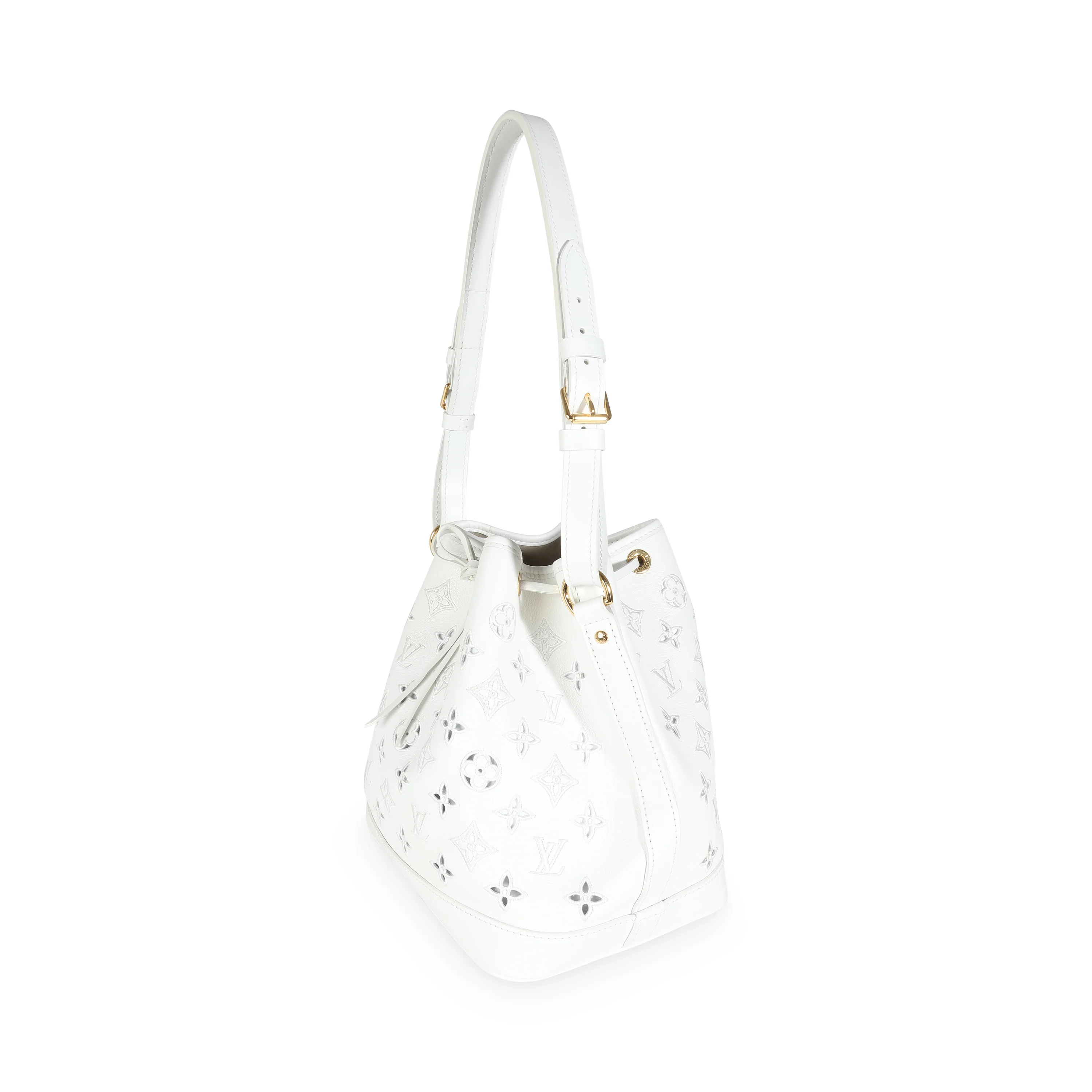 White Calfskin Broderie Anglaise Monogram Petit Noé - Image 2