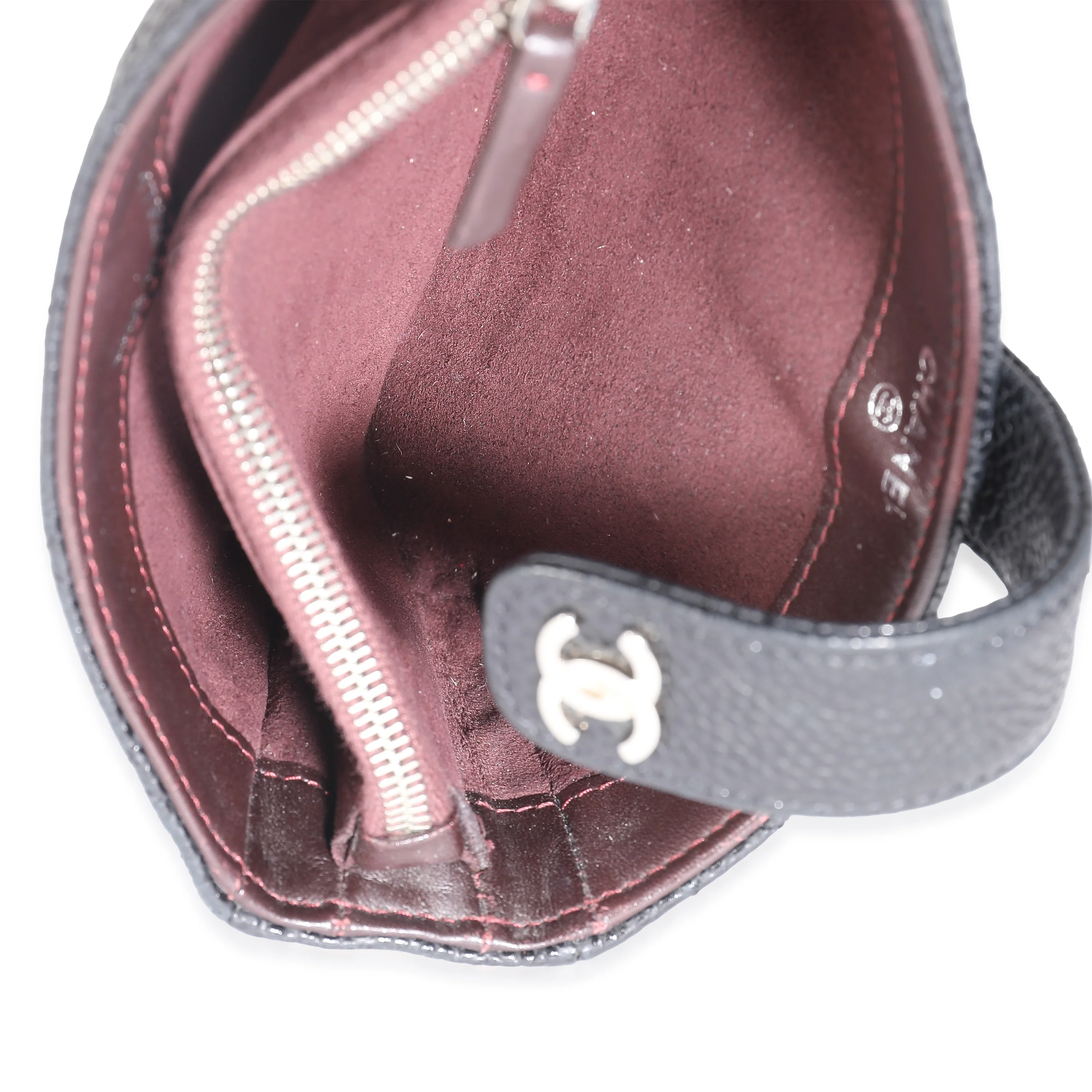 Black Quilted Caviar CC Phone Pouch Handbag - Image 8