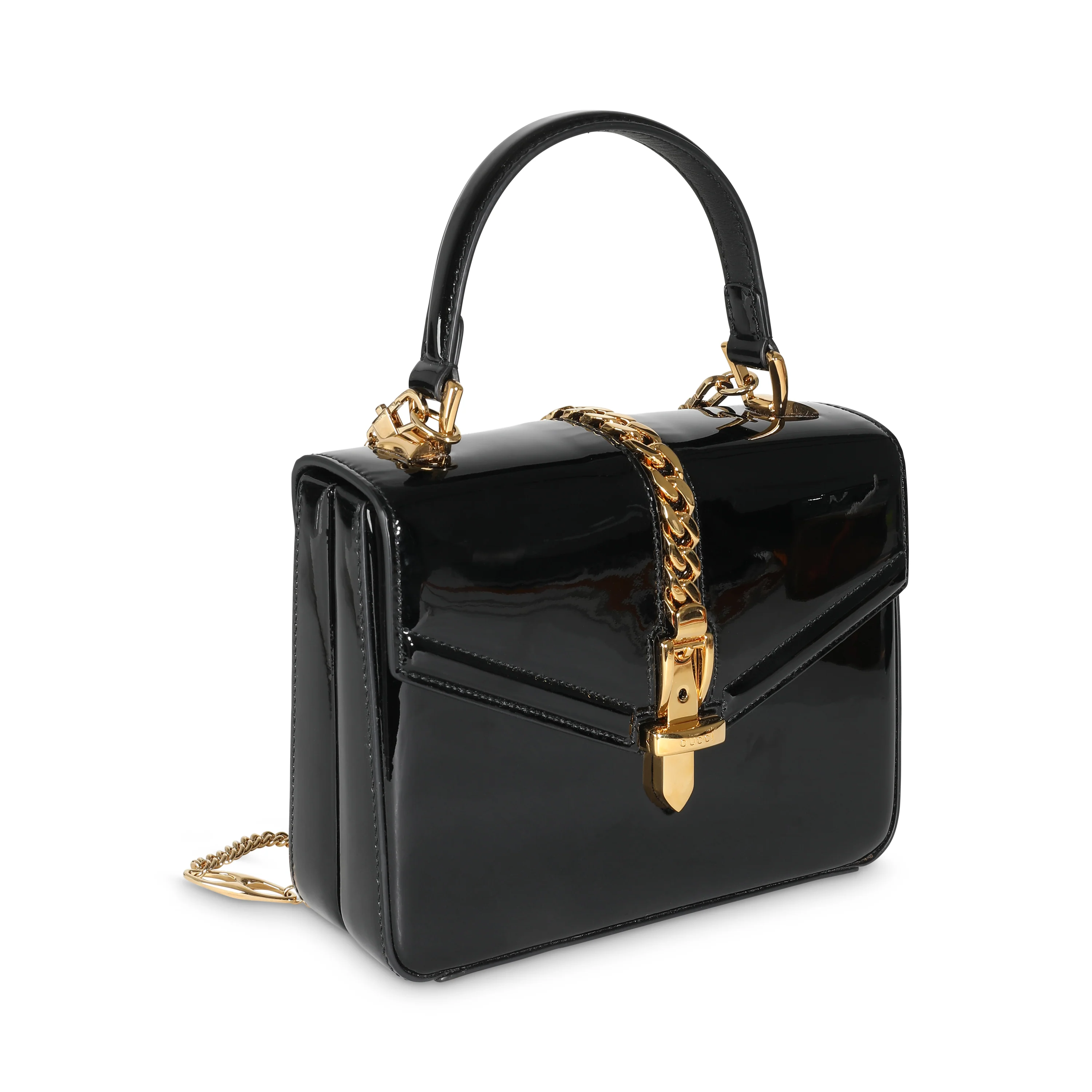 Black Patent Mini Sylvie 1969 Top Handle - Image 3