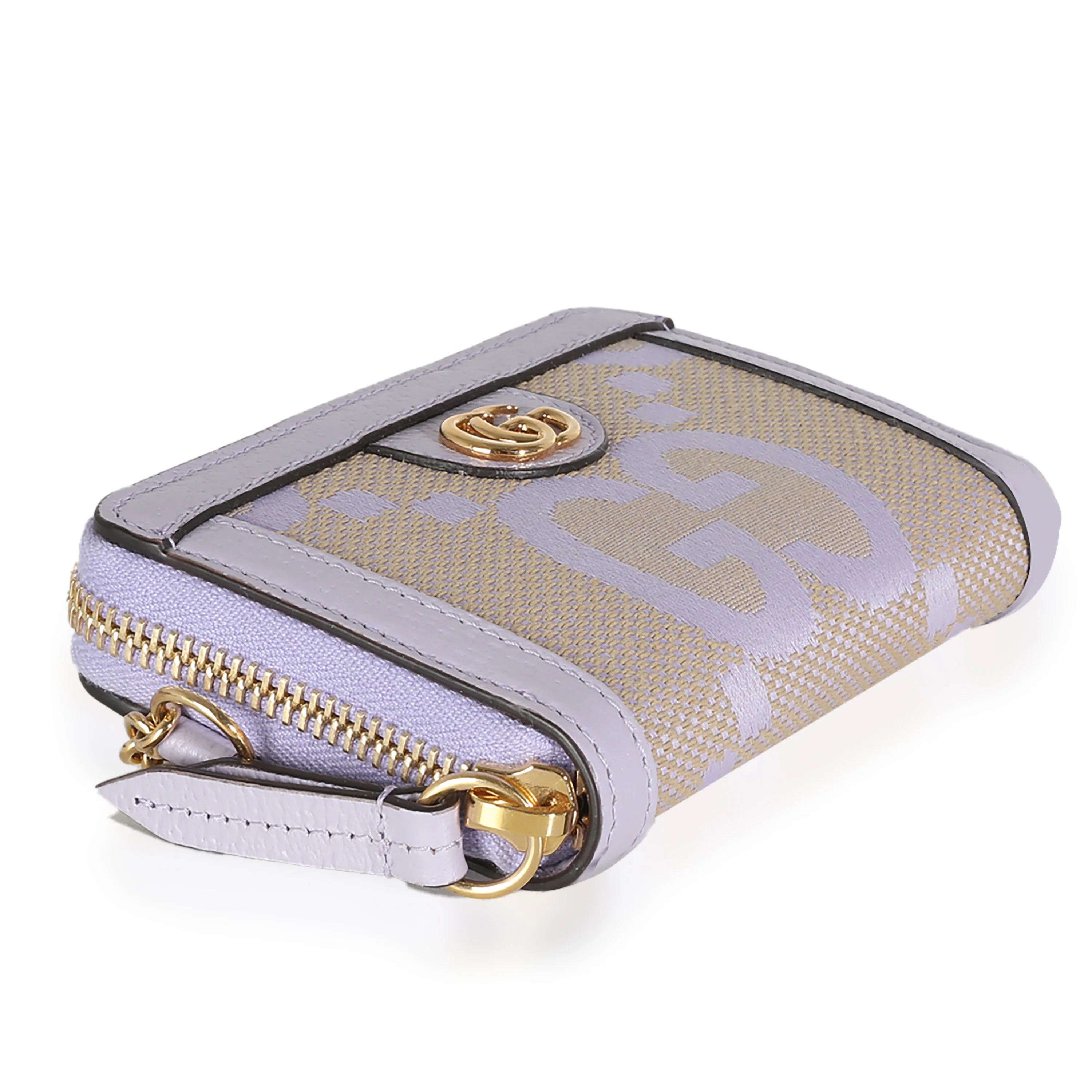 Purple Beige Jumbo GG Canvas Ophidia Key Card Case - Image 5