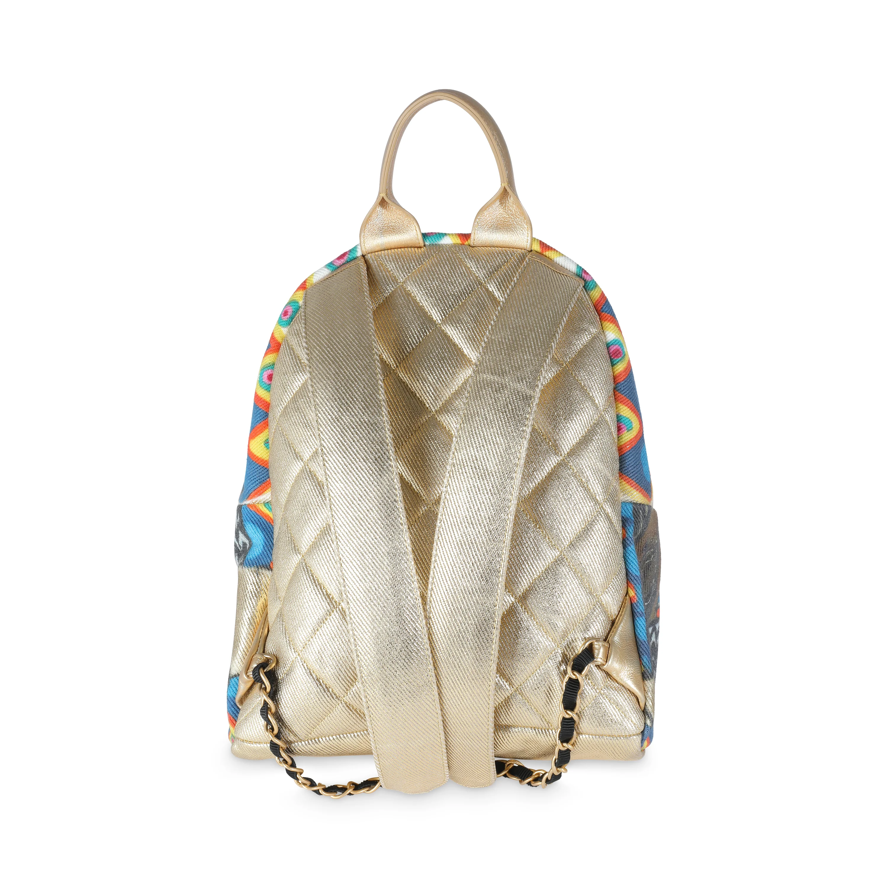 Gold Multicolor Graffiti Canvas Street Spirit Backpack - Image 4