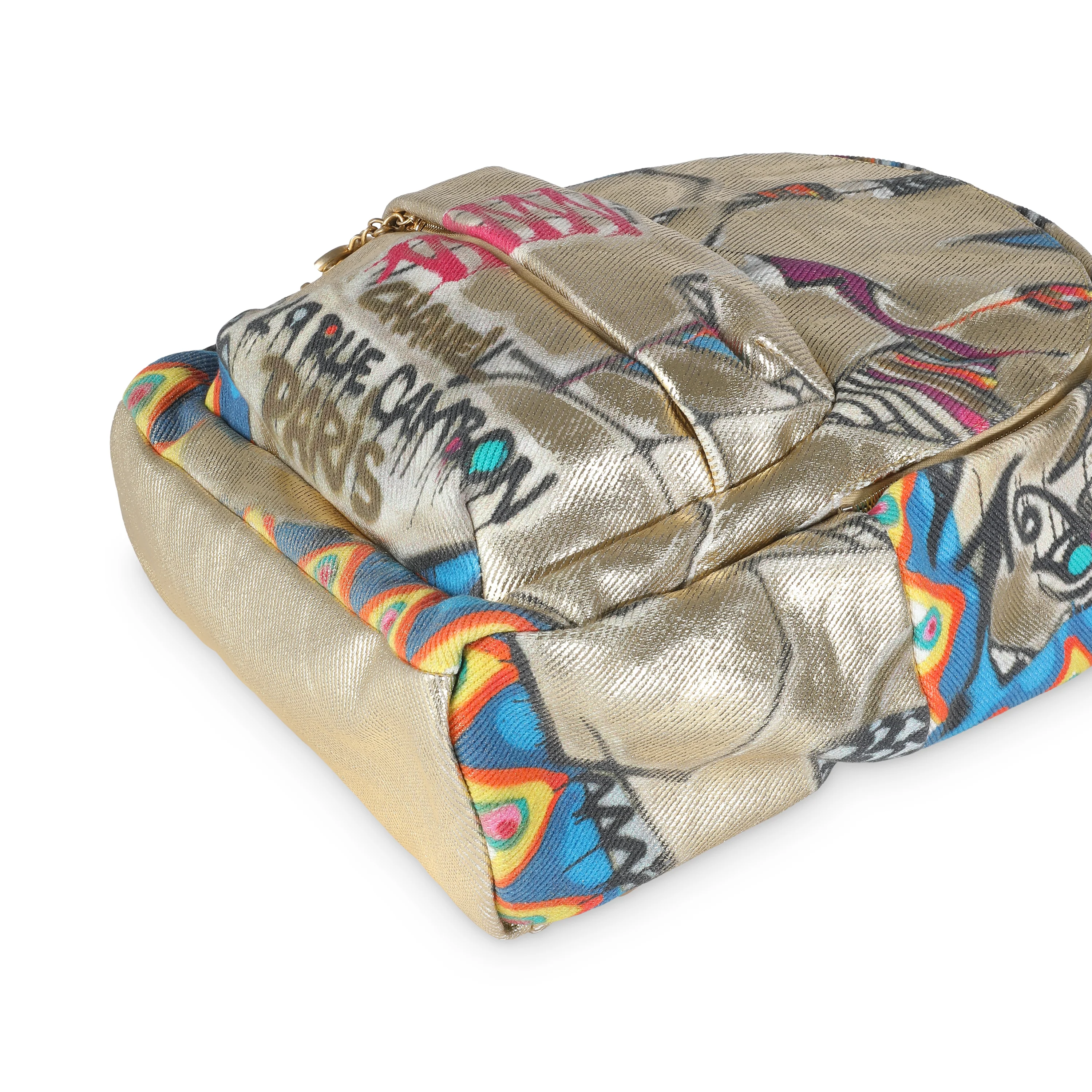 Gold Multicolor Graffiti Canvas Street Spirit Backpack - Image 7
