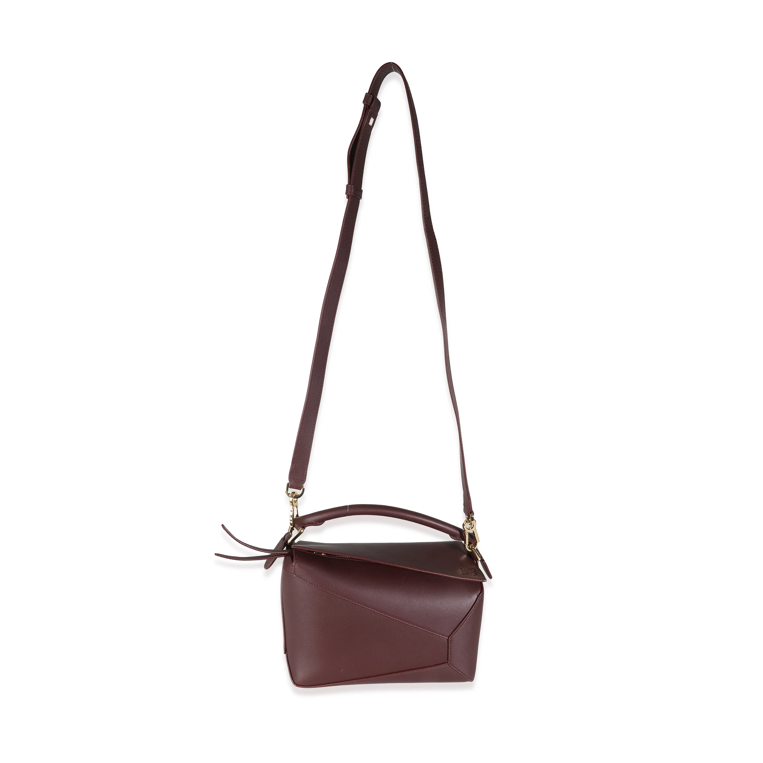 Dark Burgundy Soft Grained Calfskin Small Puzzle Edge Bag - Image 5