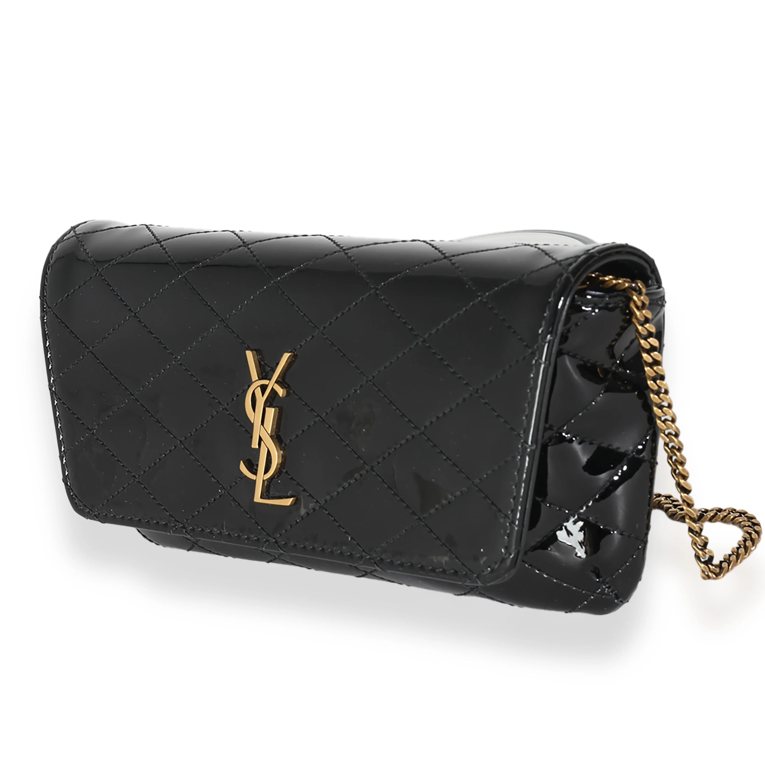 Black Patent Gaby Chain Phone Holder - Image 2