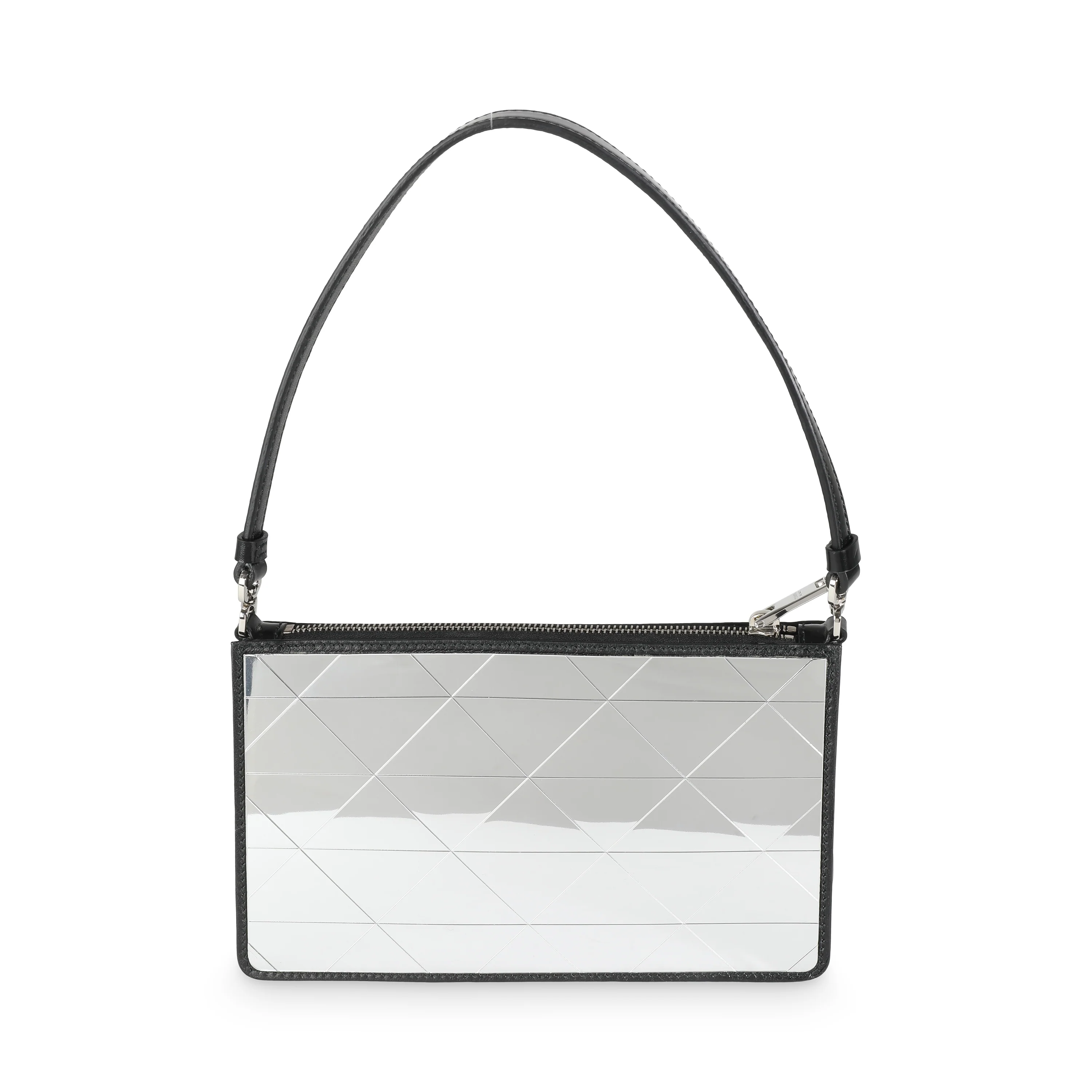 Black Brushed Calfskin Silver Triangle Mini Bag - Image 4