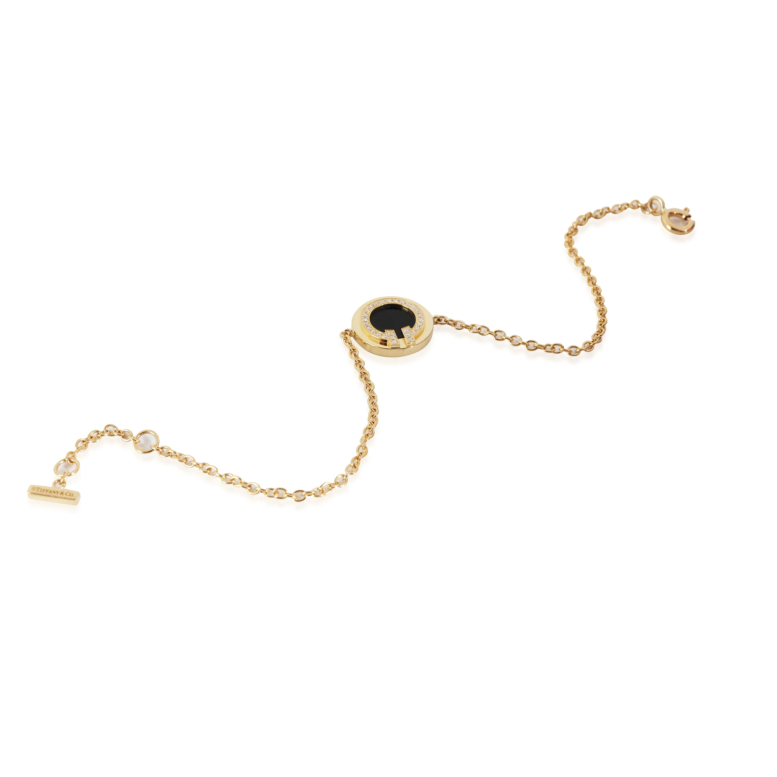 T Onyx Bracelet in 18k Yellow Gold 0.03 CTW - Image 2