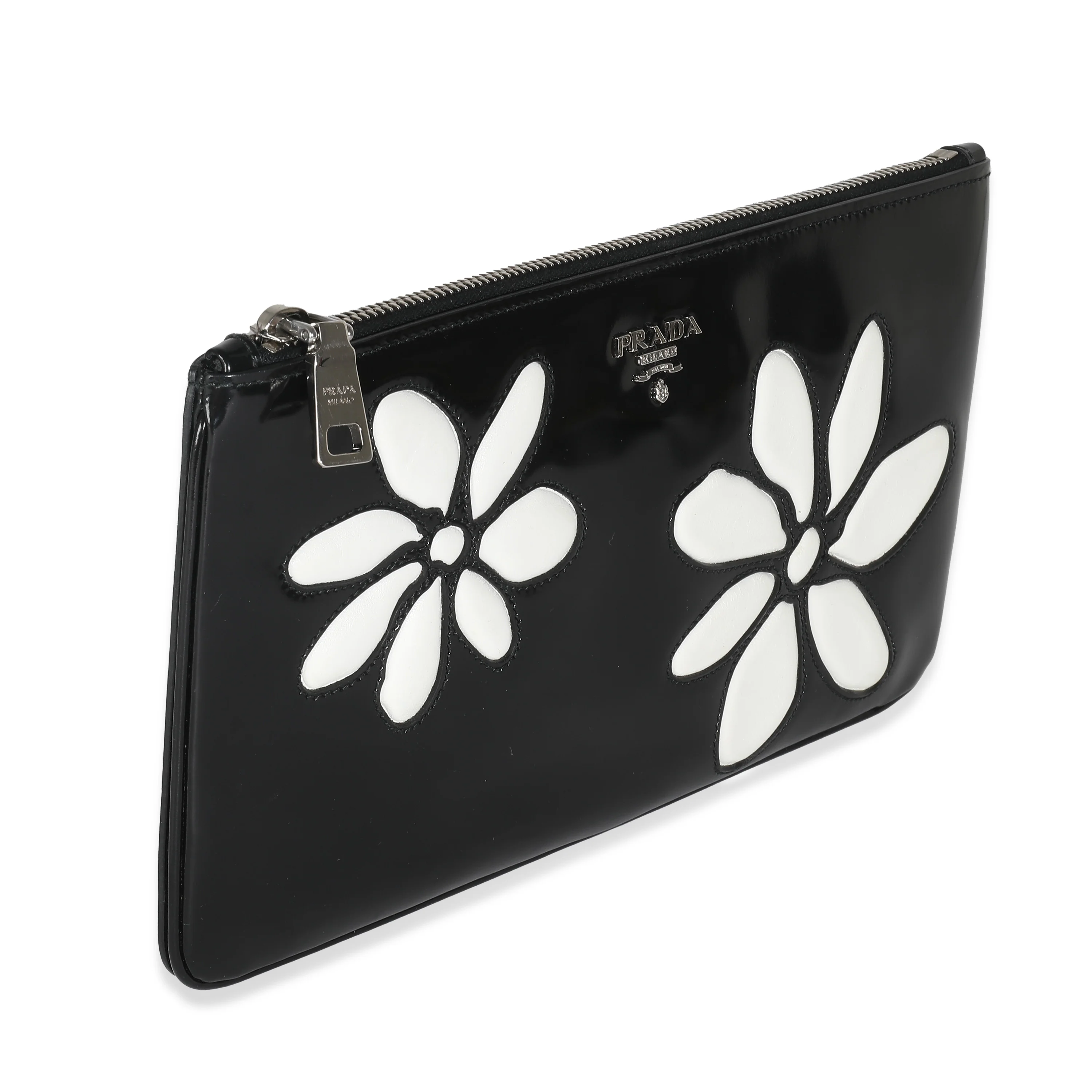 Black Spazzolato Flower Zip Pouch - Image 3