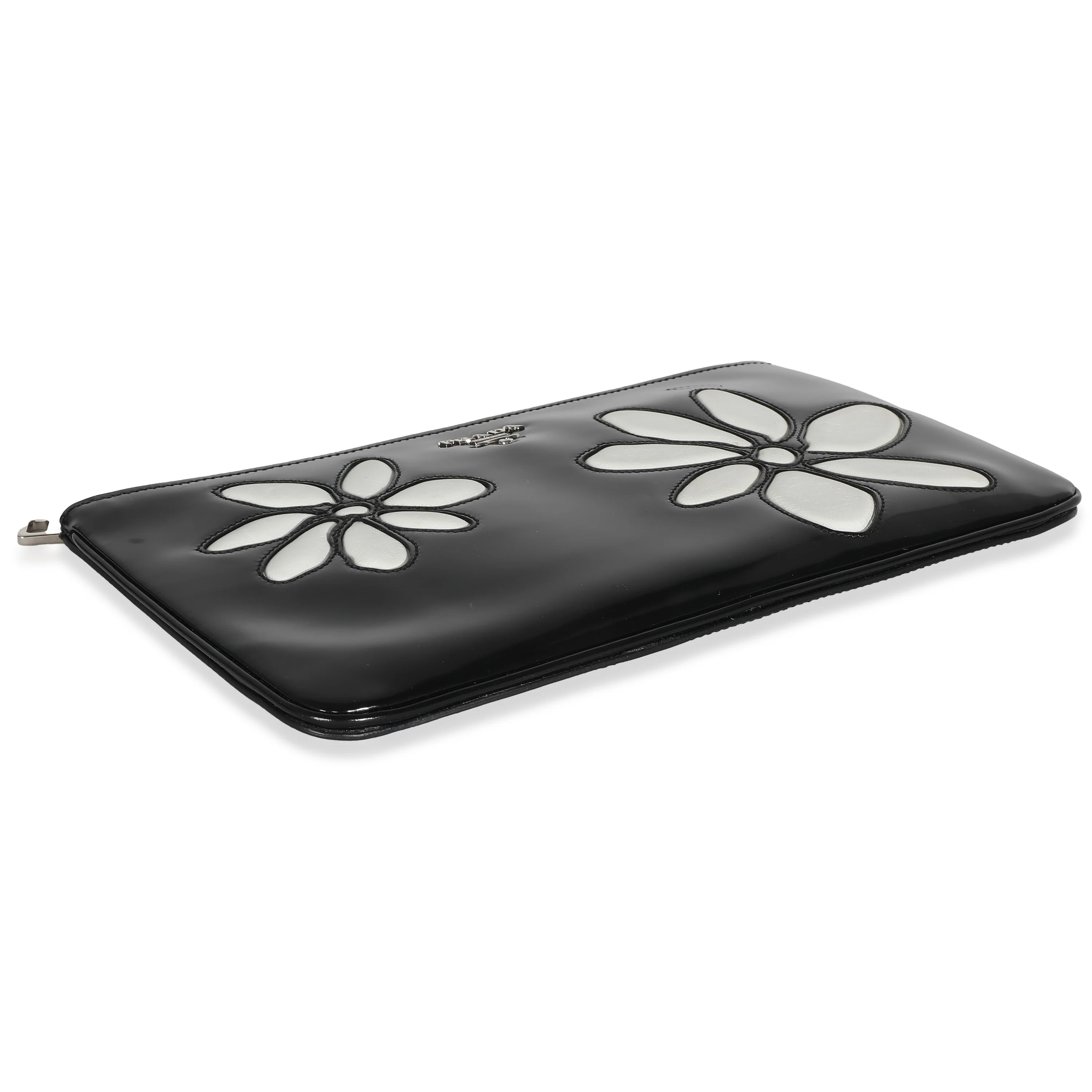 Black Spazzolato Flower Zip Pouch - Image 6