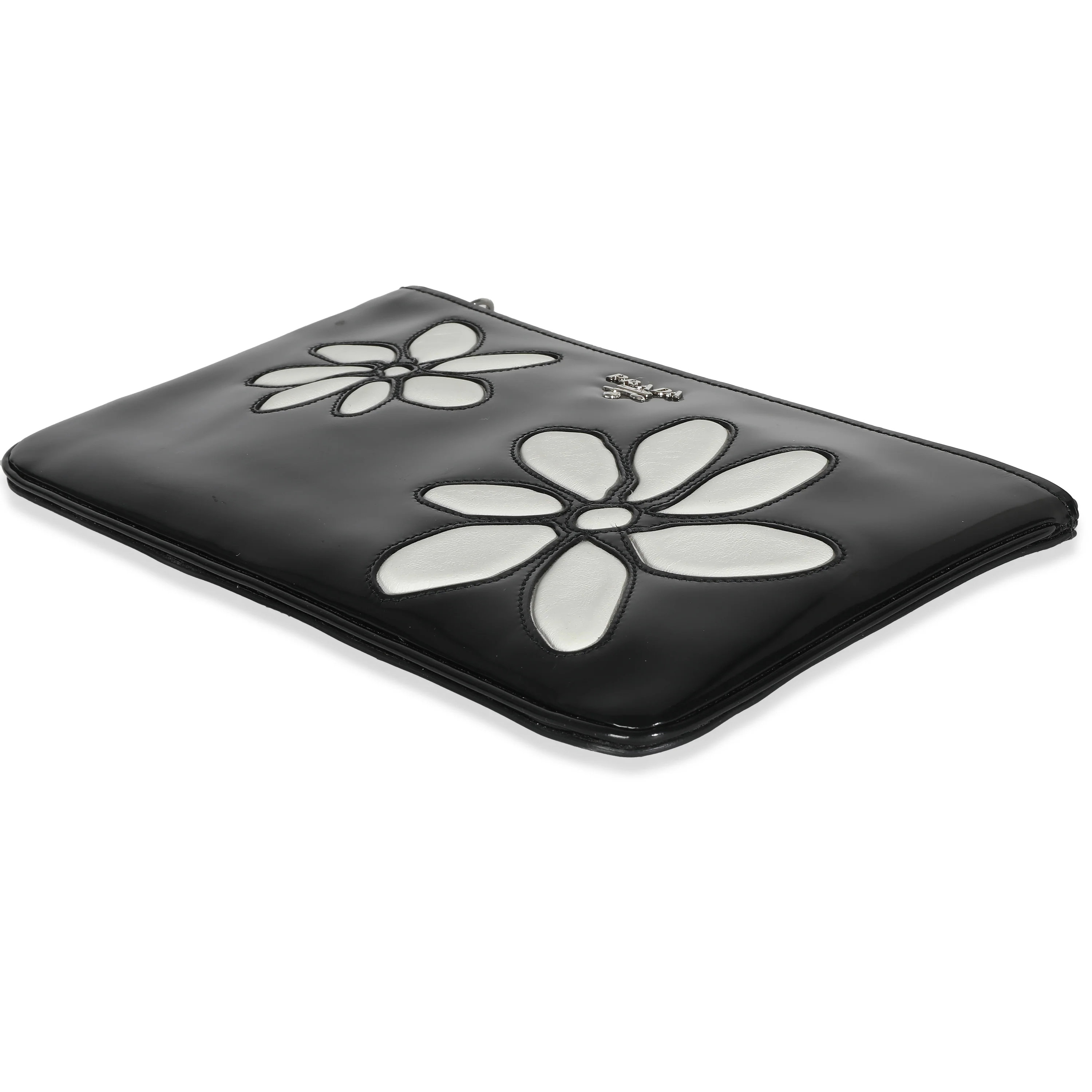 Black Spazzolato Flower Zip Pouch - Image 7