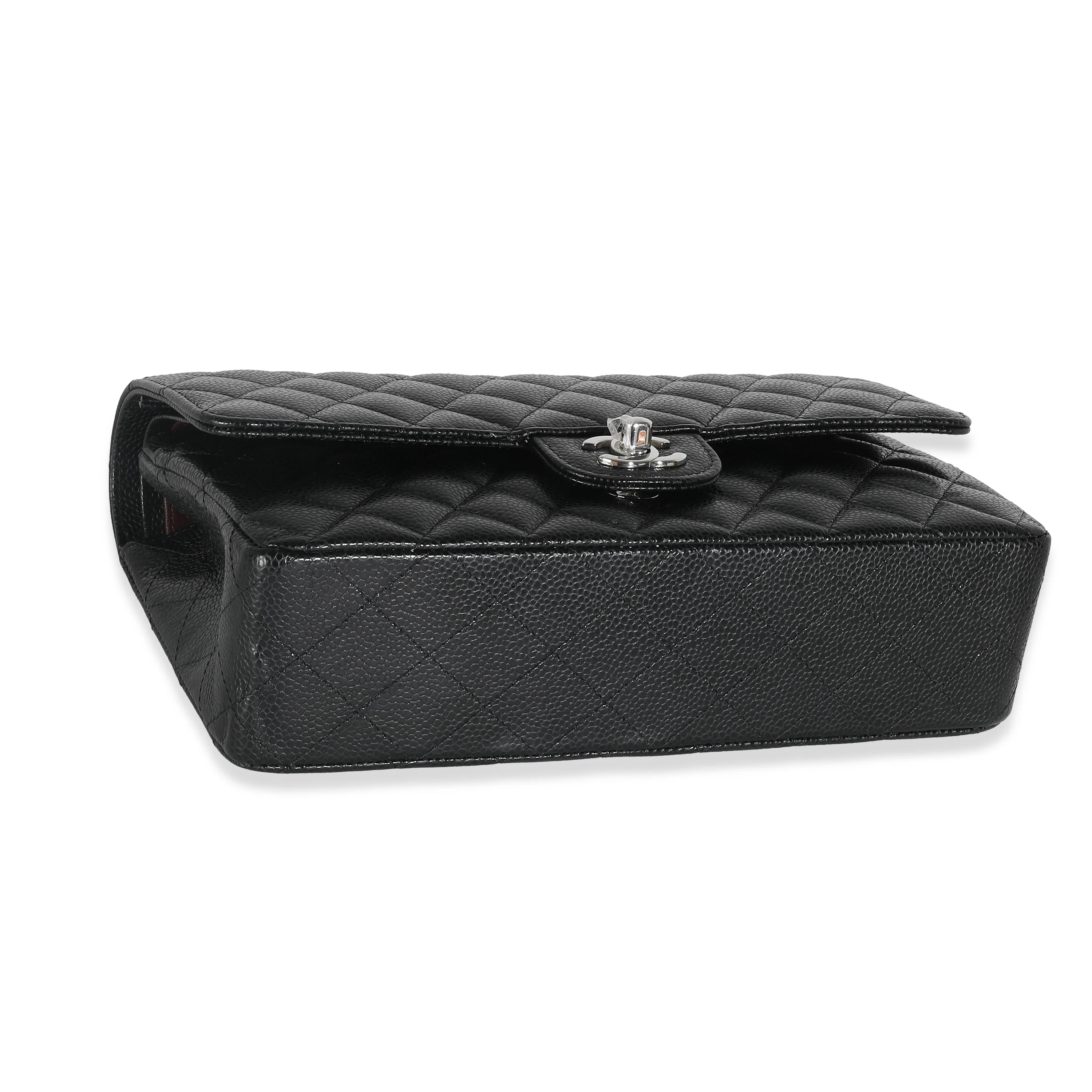 Black Quilted Caviar Medium Classic Double Flap Handbag - Image 6