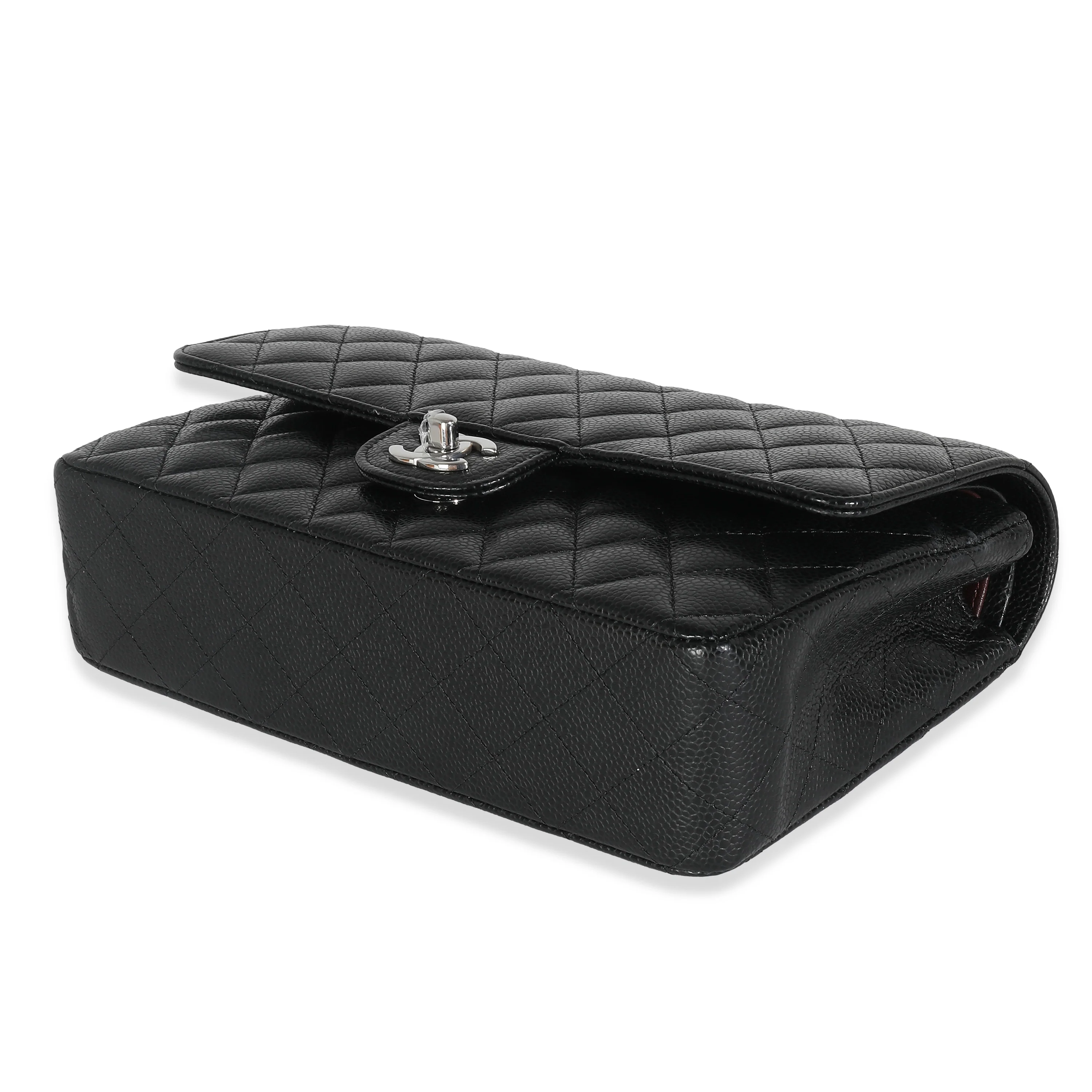 Black Quilted Caviar Medium Classic Double Flap Handbag - Image 7